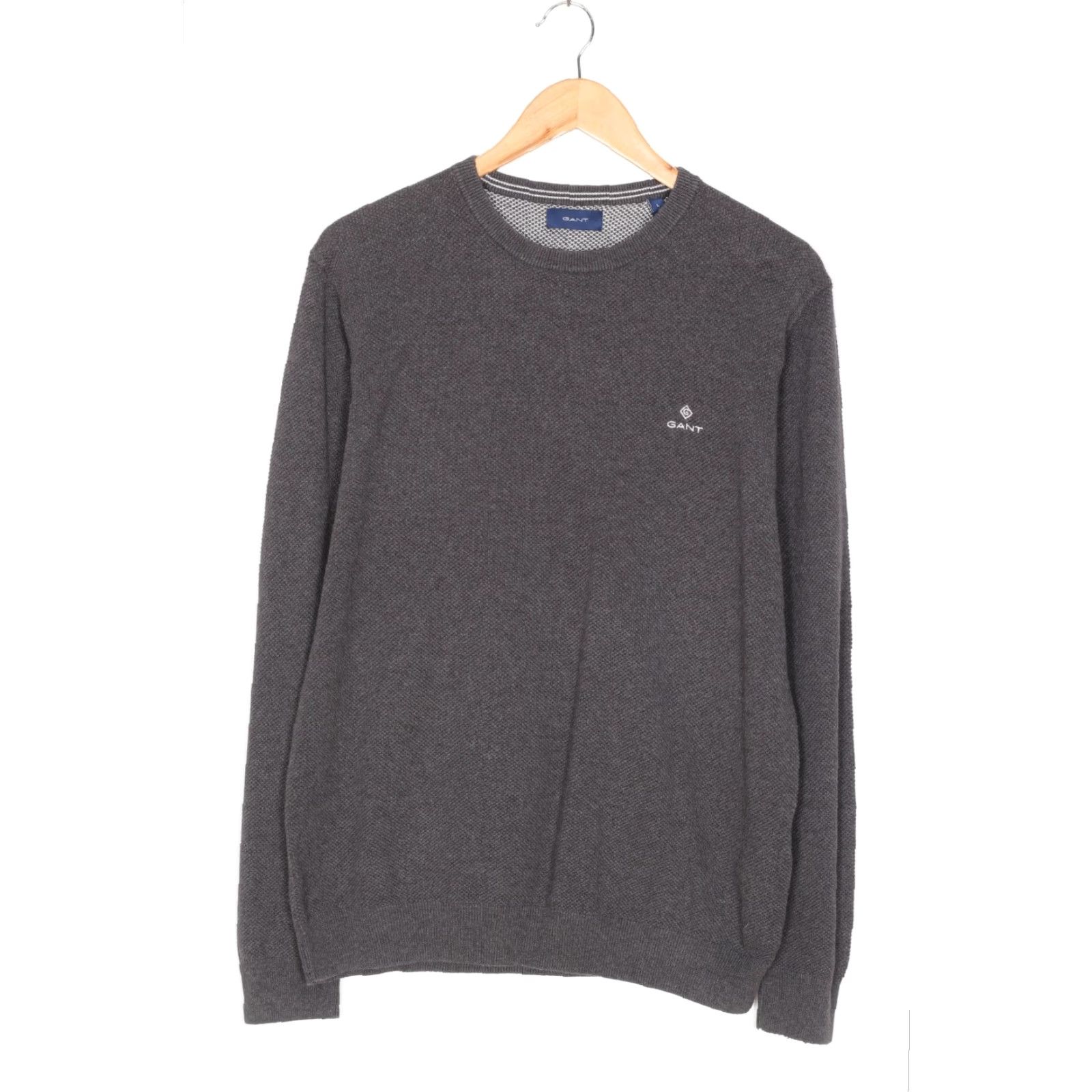 Gant GANT Cotton Pique Crew Neck Jumper Sweater Men L Grey VC2385 Size US L / EU 52-54 / 3 - 2 Thumbnail