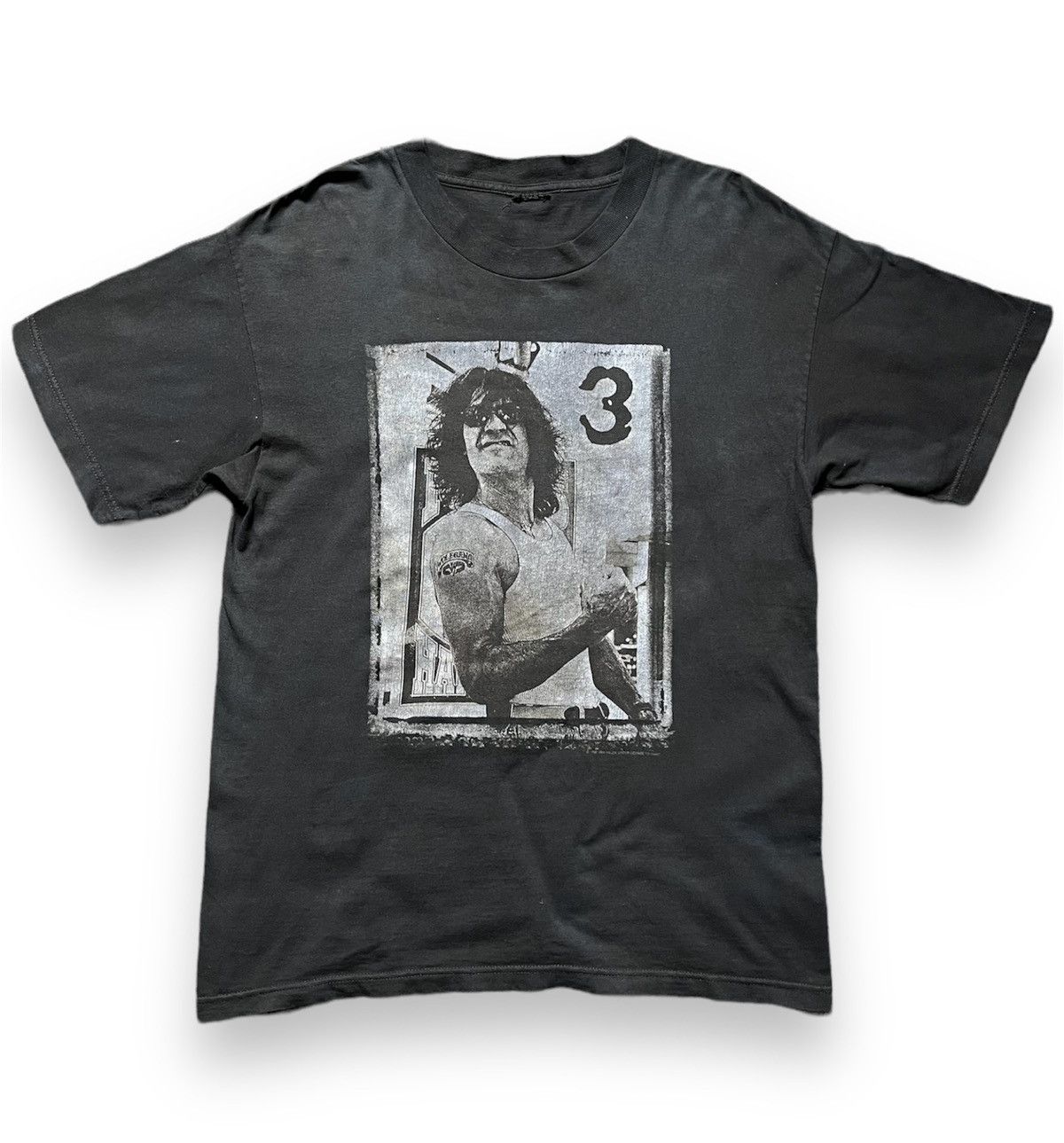 image of Band Tees x Rock T Shirt Vintage 1998 Who The F!@k Is Eddie Van Halen Tee in Black (Size Large)