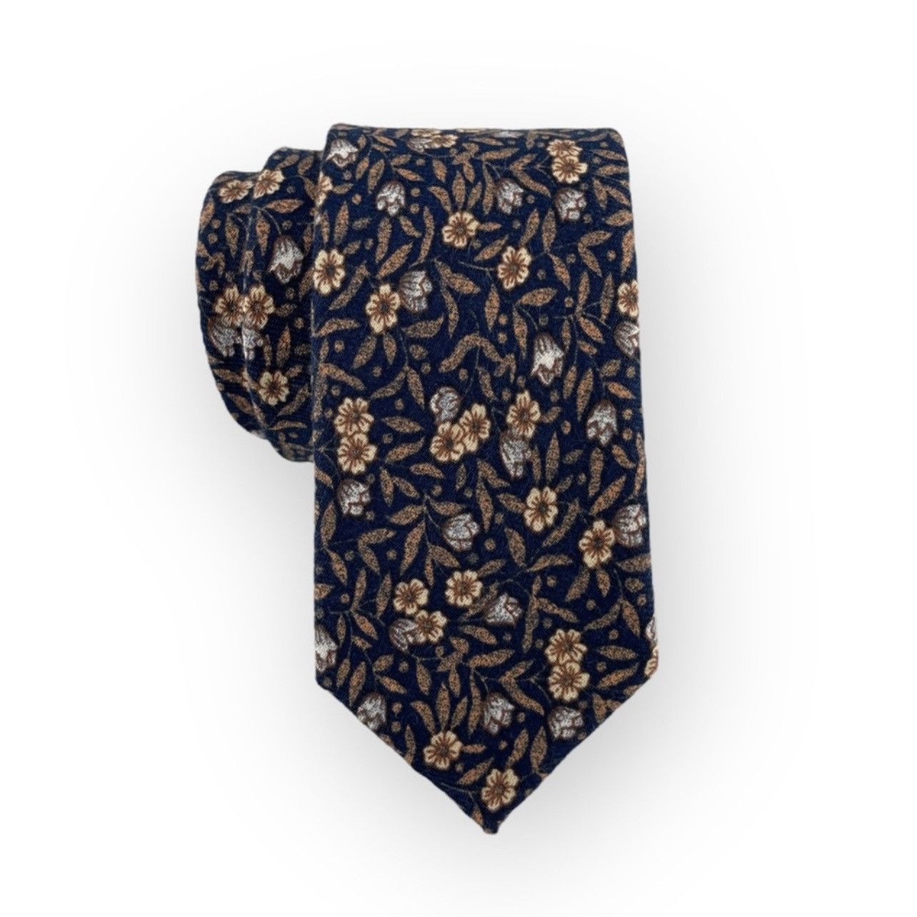 Other Men’s Navy w/ Ochre Rustic Style Floral Necktie Size ONE SIZE - 1 Thumbnail