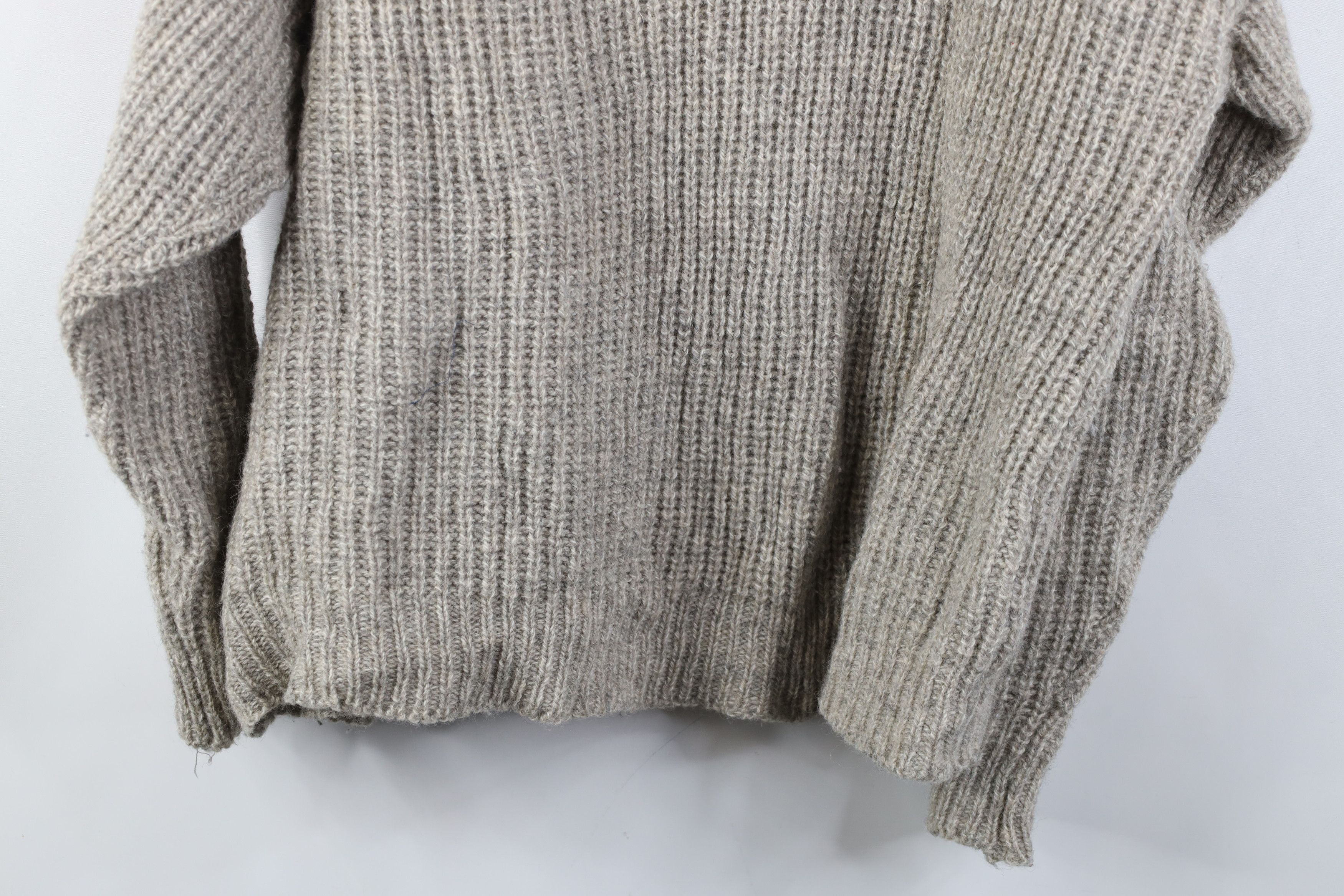 Eddie Bauer Vintage 90s Eddie Bauer Ribbed Knit Shawl Sweater Beige Size US L / EU 52-54 / 3 - 11 Thumbnail