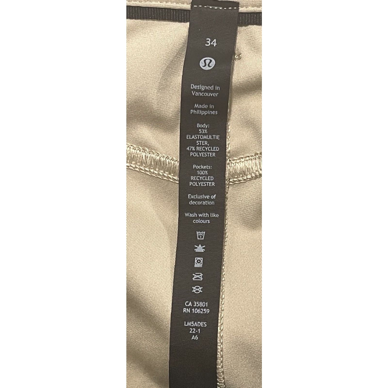 Lululemon Lululemon ABC Pants Classic Mens Size 34 Beige Khaki Warpstreme Stretch Pants Straight Front 31 Inseam Size US 34 / EU 50 - 3 Thumbnail