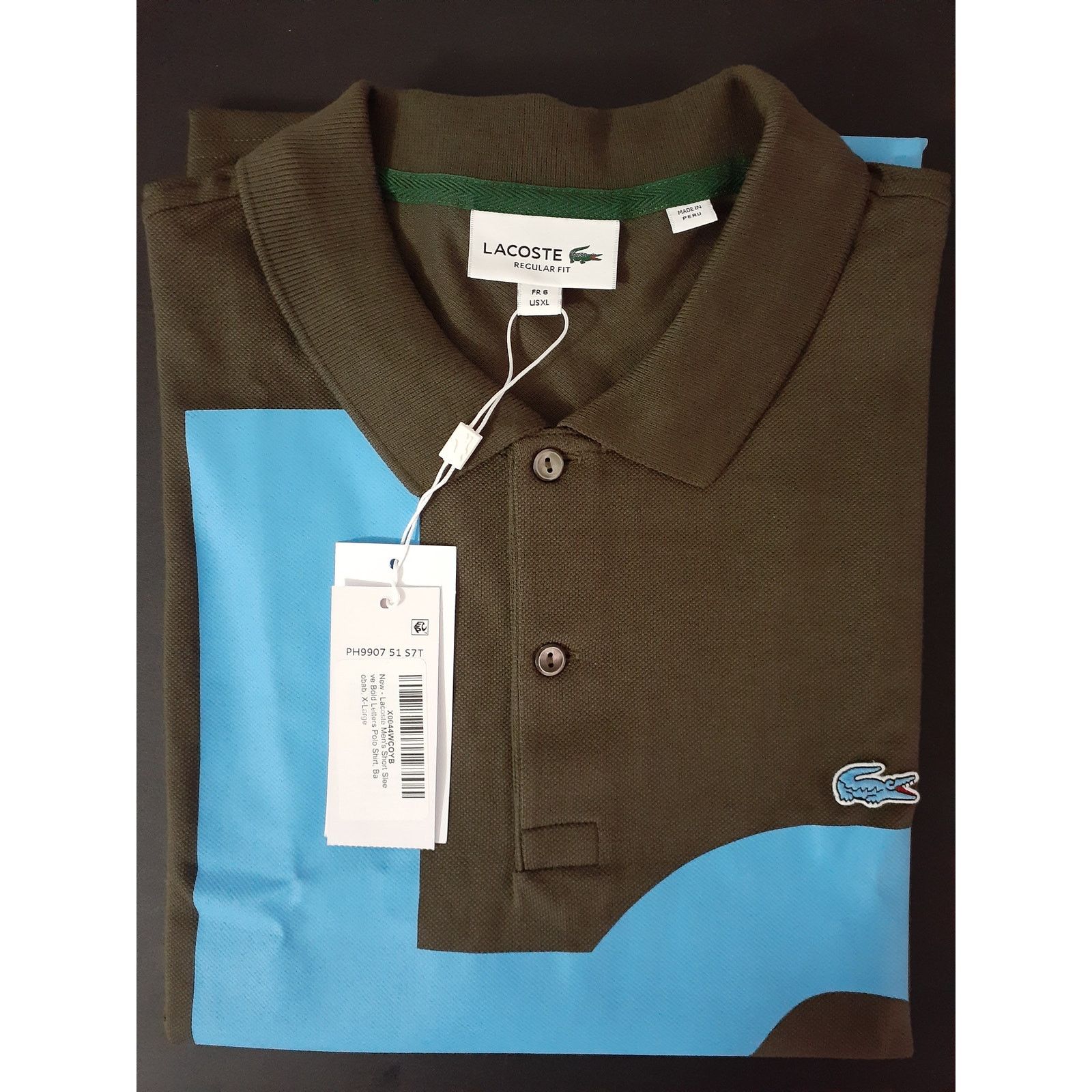 Lacoste Lacoste Men's Regular Contrast Lettering Petit Pique Polo XL Size US XL / EU 56 / 4 - 2 Thumbnail