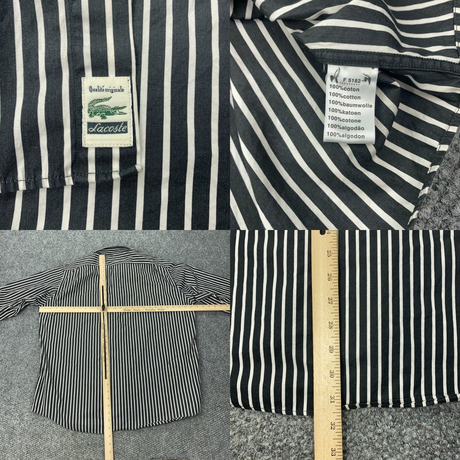 Lacoste Lacoste Mens Shirt 46 Dark Gray Striped Long Sleeve Pocket Button-Up Collared Shirt Adult Mens Size US XXL / EU 58 / 5 - 8 Thumbnail