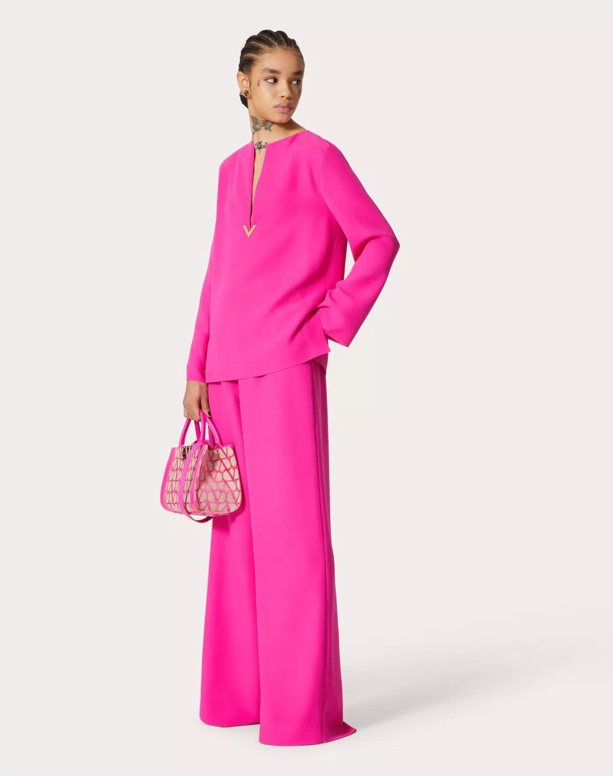Valentino o1s1wg110625 Cady Couture Trousers in Pink Size 28" / US 6 / IT 42 - 3 Thumbnail