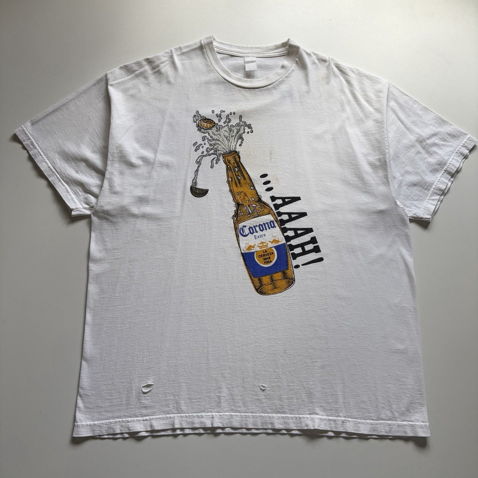 Vintage Corona Extra Beer Shirt XXL White Mexico Distressed