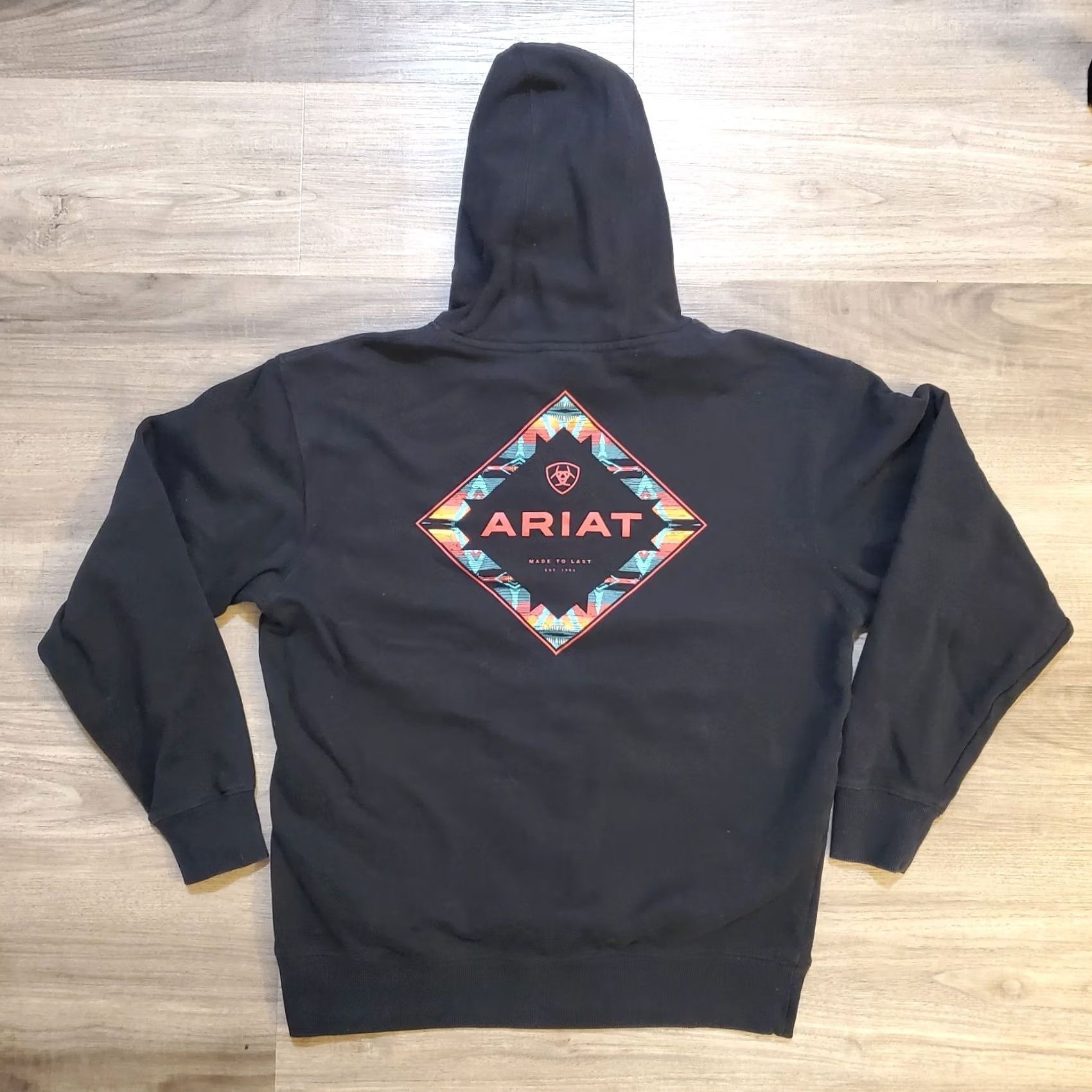 Ariat Ariat Hoodie Mens S Black Aztec Graphic Print Hooded Western Rodeo Pullover Sweatshirt Tanks? Size US S / EU 44-46 / 1 - 2 Thumbnail
