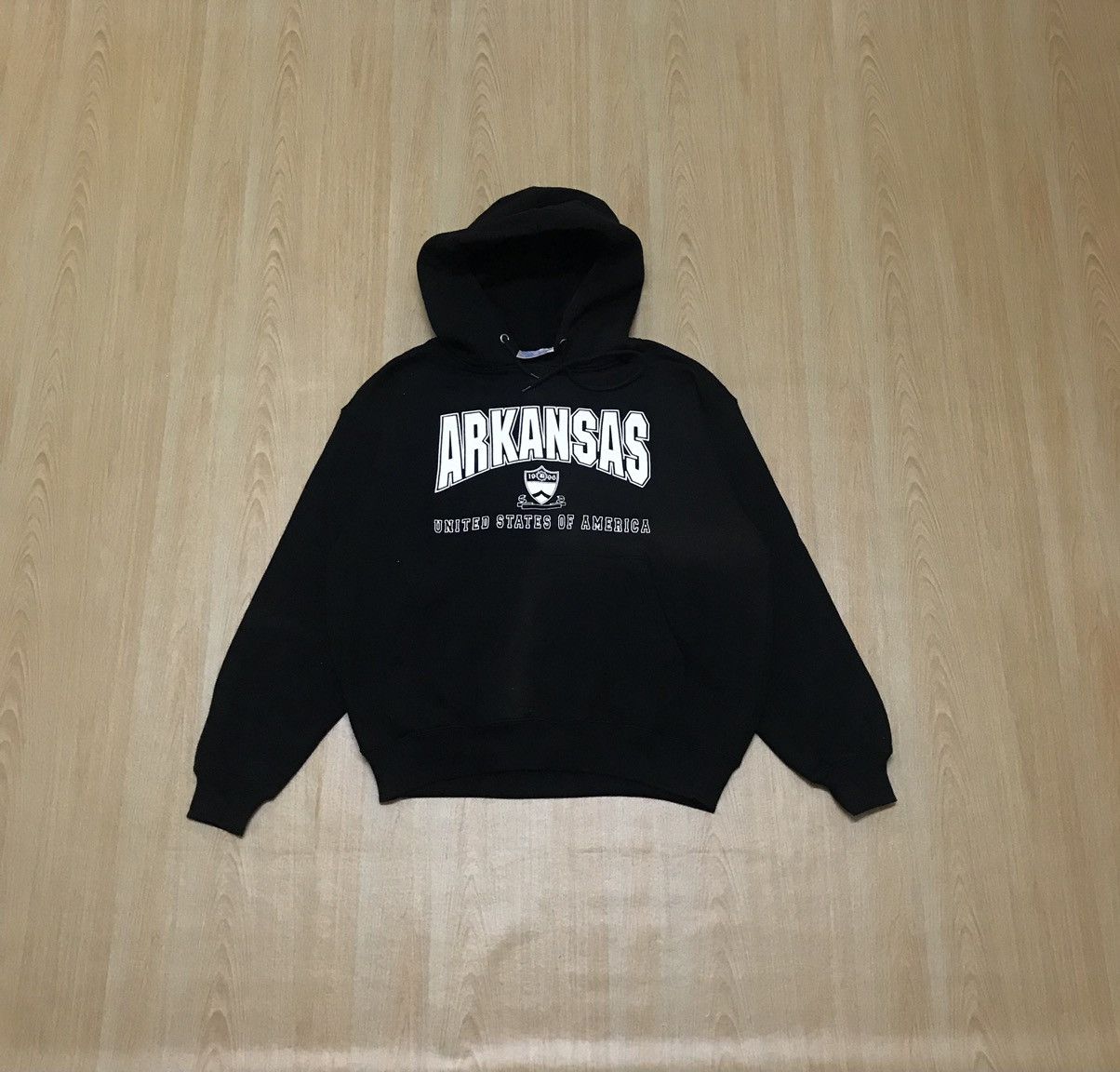 image of Vintage Arkansas United States Of America Hoodie in Black, Men's (Size Medium)