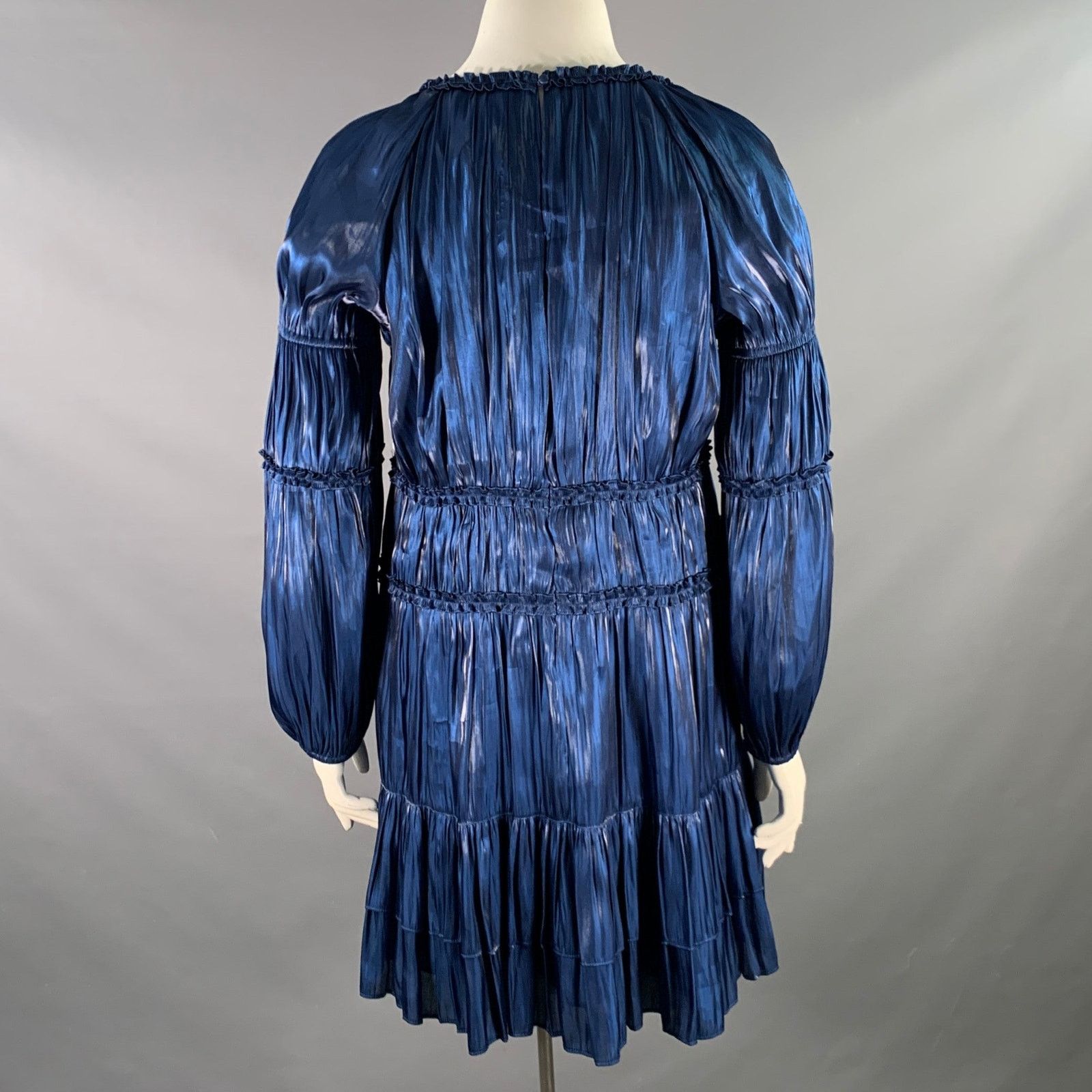 Cinq a Sept Tammy Navy Polyester Ruffled Long Bishop Sleeve Dress Size XL / US 12-14 / IT 48-50 - 3 Thumbnail
