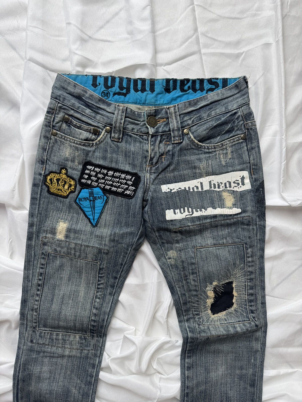Hysteric Glamour Royal Beast Low Rise Y2K Washed Bootcut Jeans Size 27" / US 4 / IT 40 - 4 Thumbnail