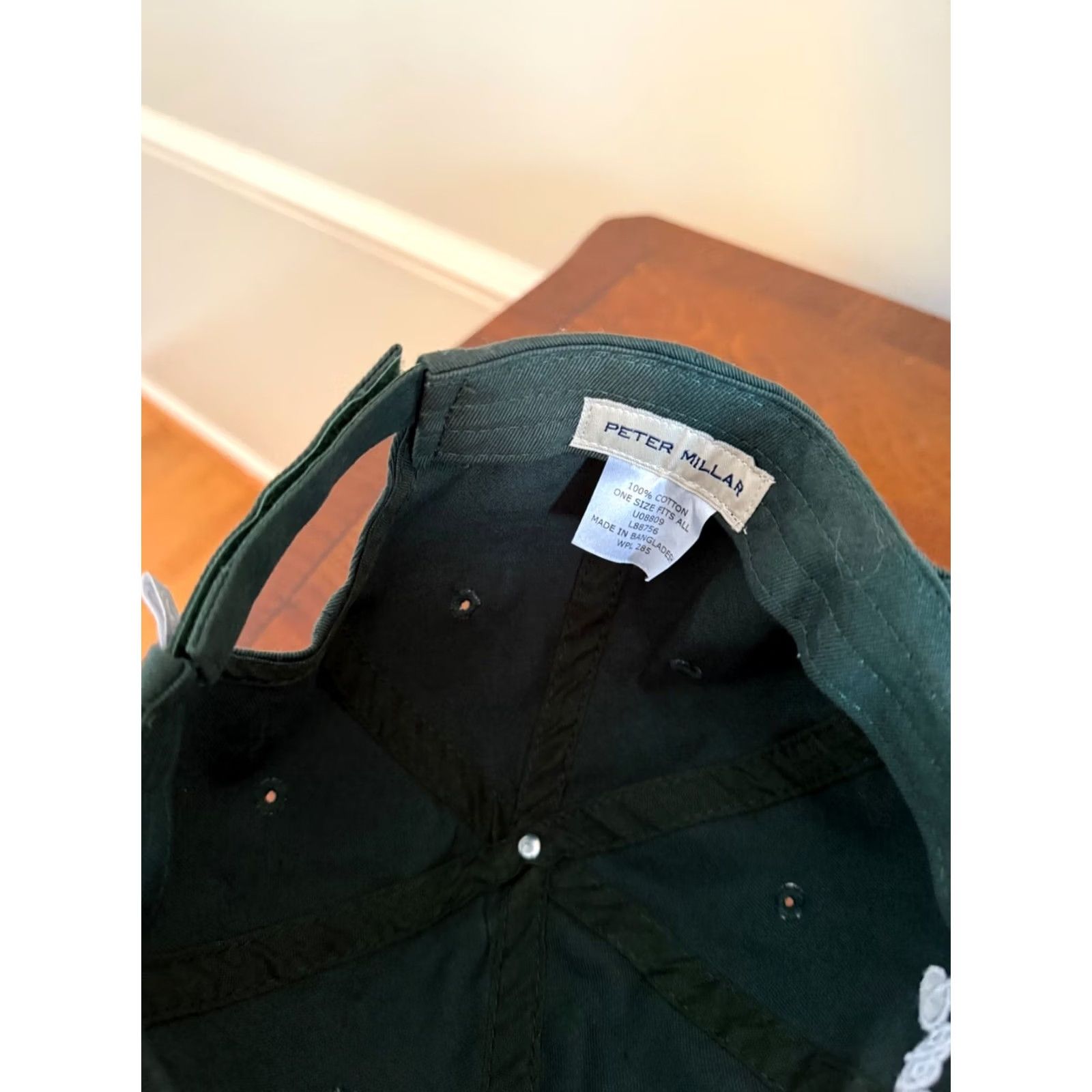 Peter Millar VINTAGE Peter Millar Raleigh Embroidered Script Hat Dark Green Crown Sport Men's One Size Green Baseball Cap Size ONE SIZE - 4 Thumbnail