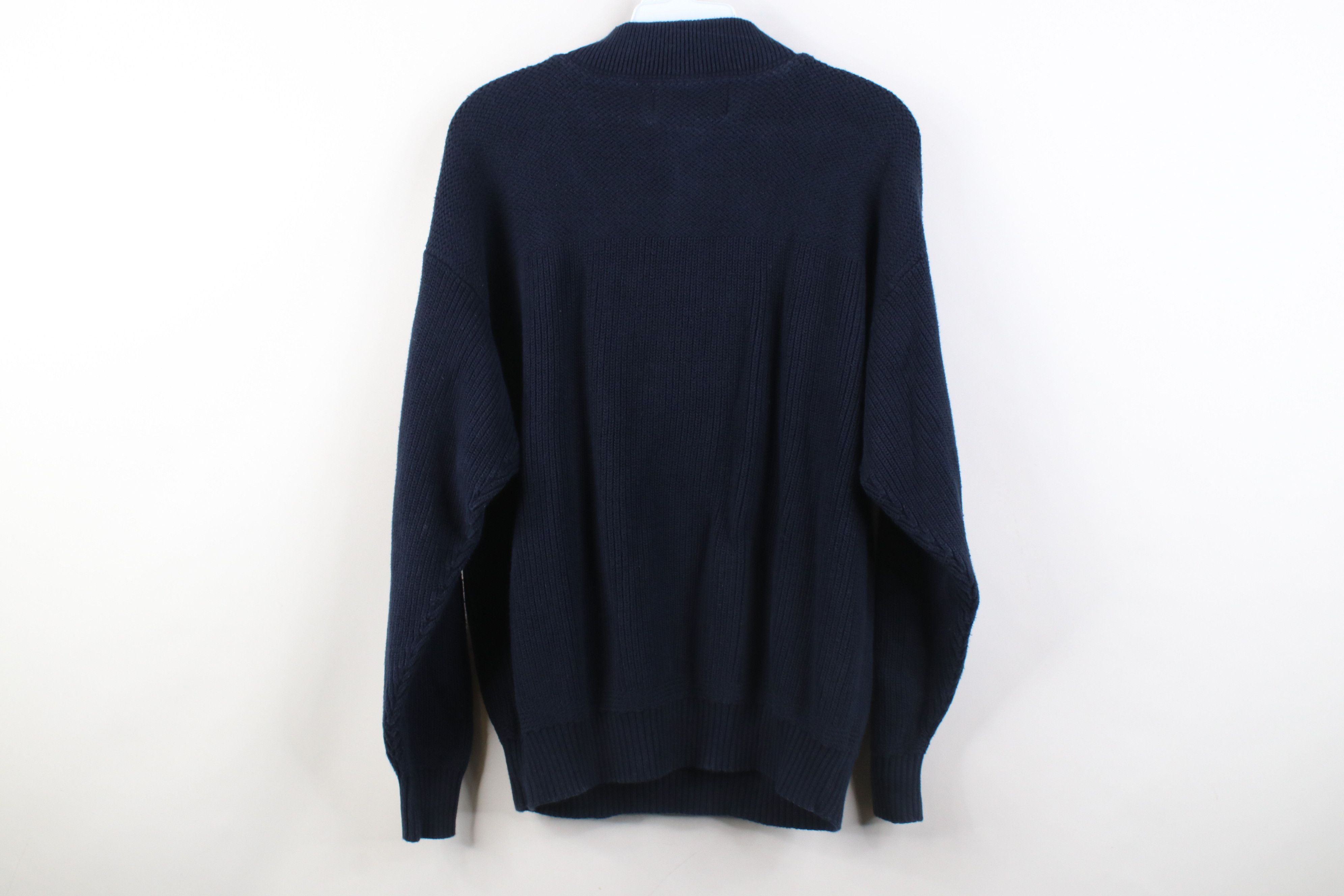 Vintage Vintage 90s Streetwear Ribbed Knit Henley Sweater Blue Size US M / EU 48-50 / 2 - 9 Thumbnail