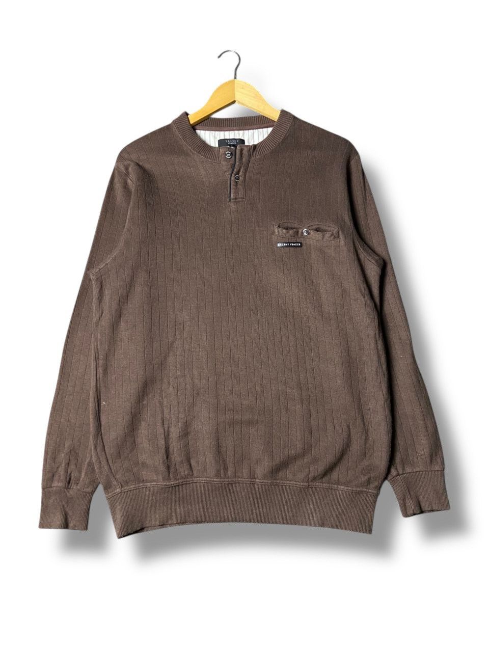 Japanese Brand Sacsny Ysaccs Half Button Ribbed Knit Sweatshirt (169) Size US L / EU 52-54 / 3 - 1 Thumbnail