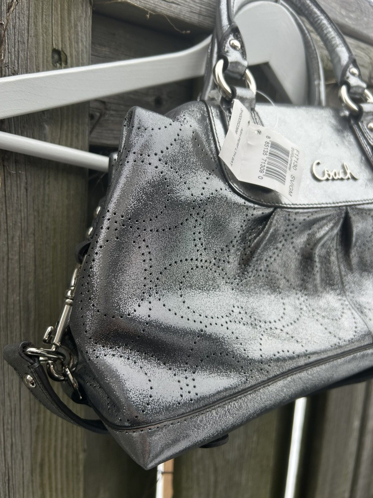 Coach NWT Y2K Coach Ashley Perforated Gunmetal Bag Silver Gunmetal Size ONE SIZE - 4 Thumbnail