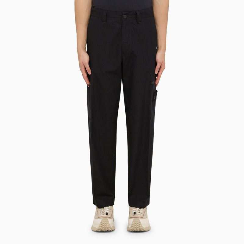 image of Stone Island Regular Navy Blue Cotton Trousers, Men's (Size 31)