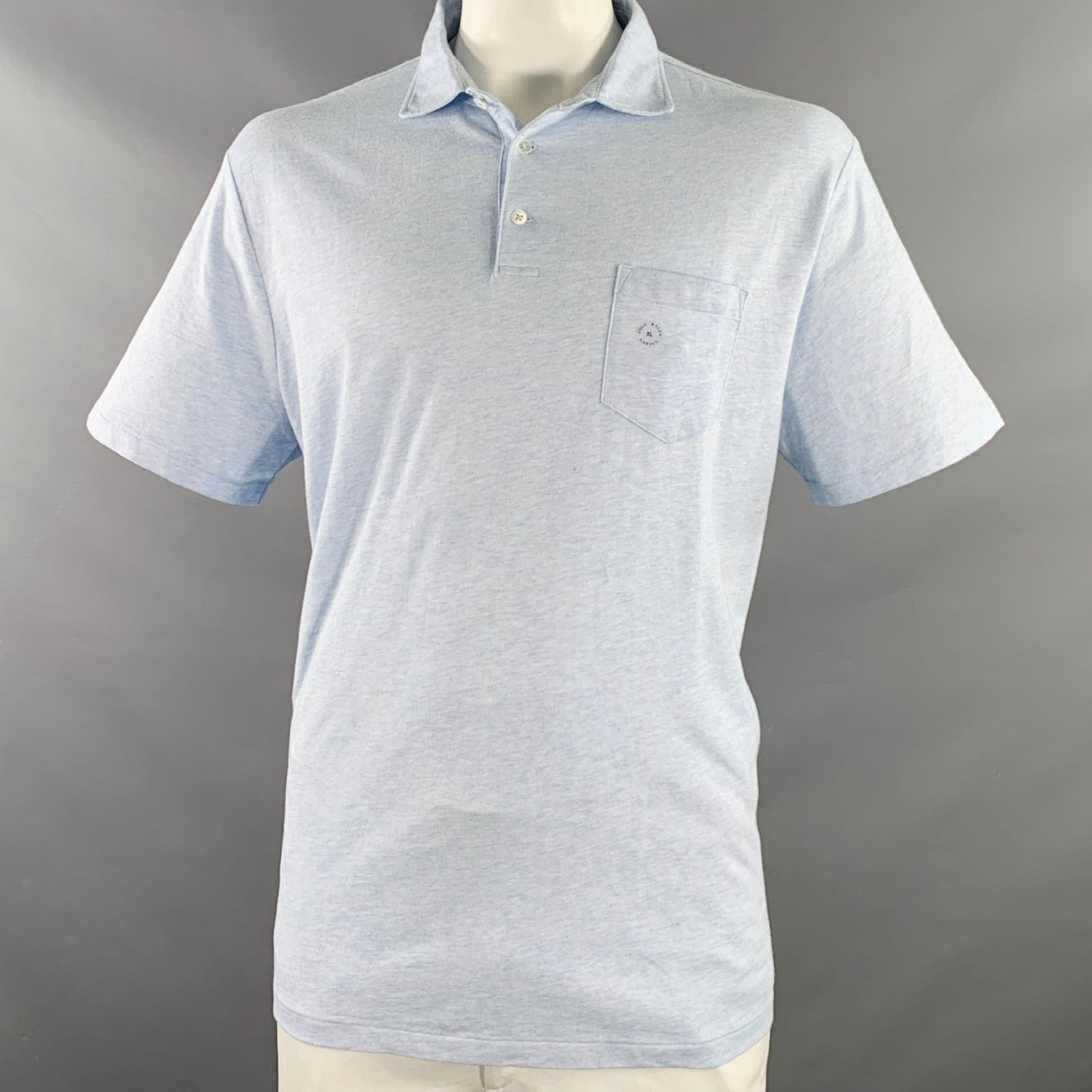 Polo Ralph Lauren Size XL Blue Cotton Linen One Pocket Polo Size US XL / EU 56 / 4 - 1 Thumbnail