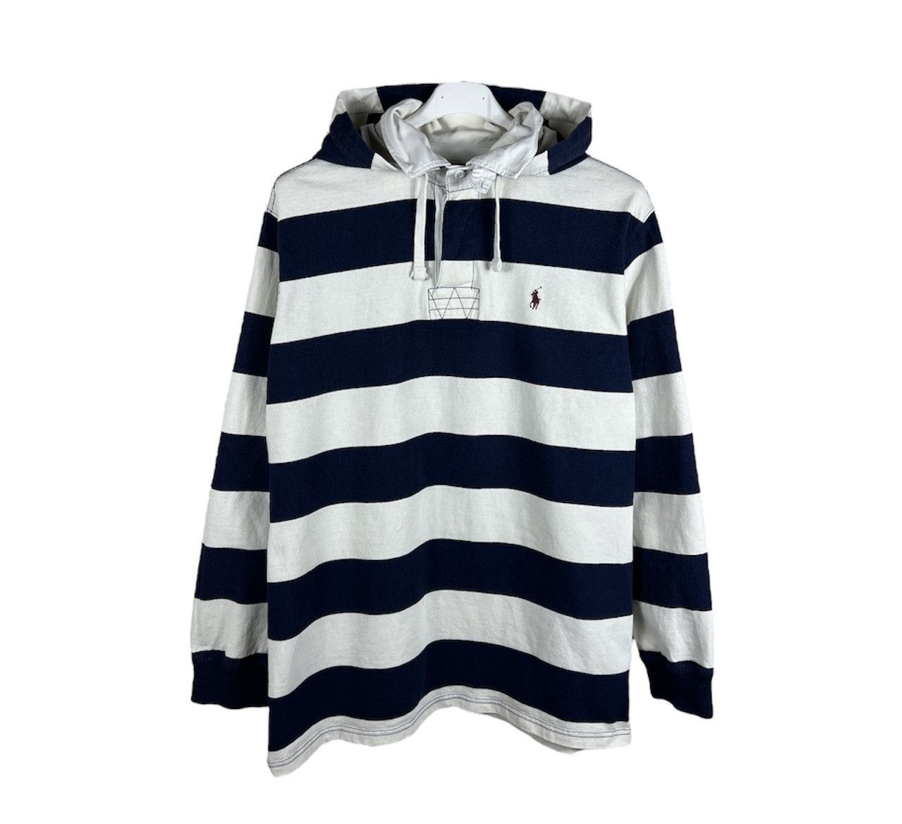 Polo Ralph Lauren Vintage 90s Polo Ralph Lauren striped golf hoodie chest logo Size US XL / EU 56 / 4 - 1 Thumbnail