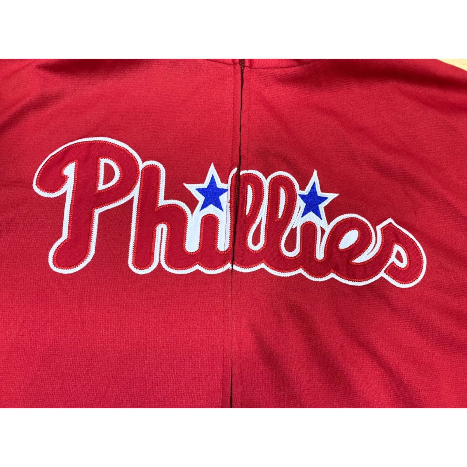 Vintage Stitches Mens Red & White Phillies Jacket L MLB Baseball Distress Full Zip Size L Woman? Size US L / EU 52-54 / 3 - 5 Thumbnail