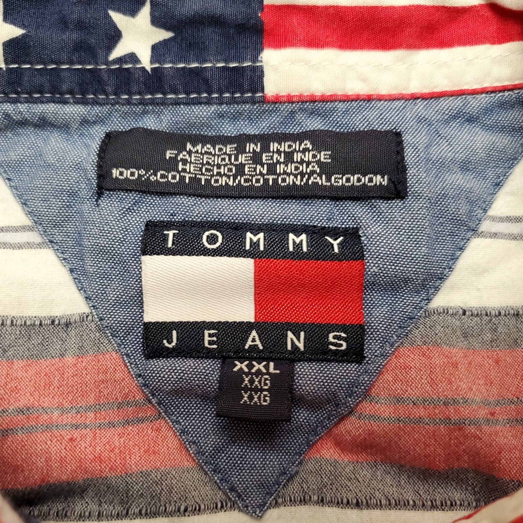 Tommy Hilfiger VINTAGE Tommy Hilfiger Shirt Mens 2XL Striped Cotton Button-Up Short Sleeve Blue Red Chest Pockets Mens Size US XXL / EU 58 / 5 - 7 Thumbnail