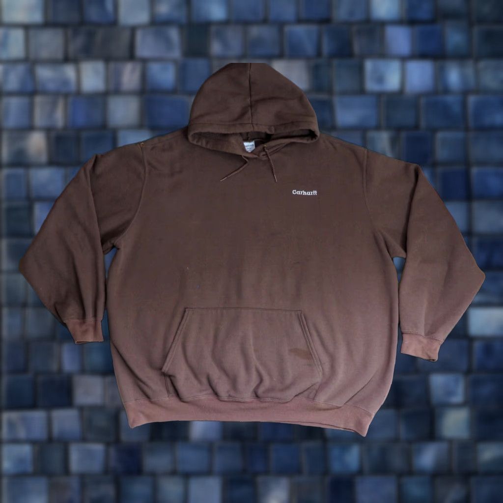 Carhartt VTG Carhartt Hooded Sweatshirt 2XL Brown 90s Logo Pullover Mens Hoodie Size US XXL / EU 58 / 5 - 1 Thumbnail