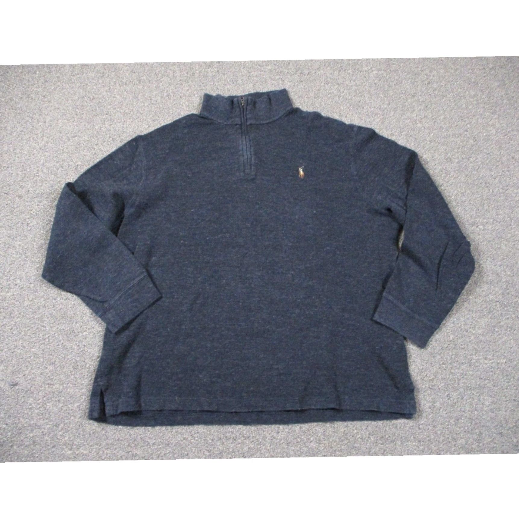 NWT Polo Ralph hot Lauren Men's Dark Grey Estate-Rib Quarter-Zip Mock-Neck Sweater L