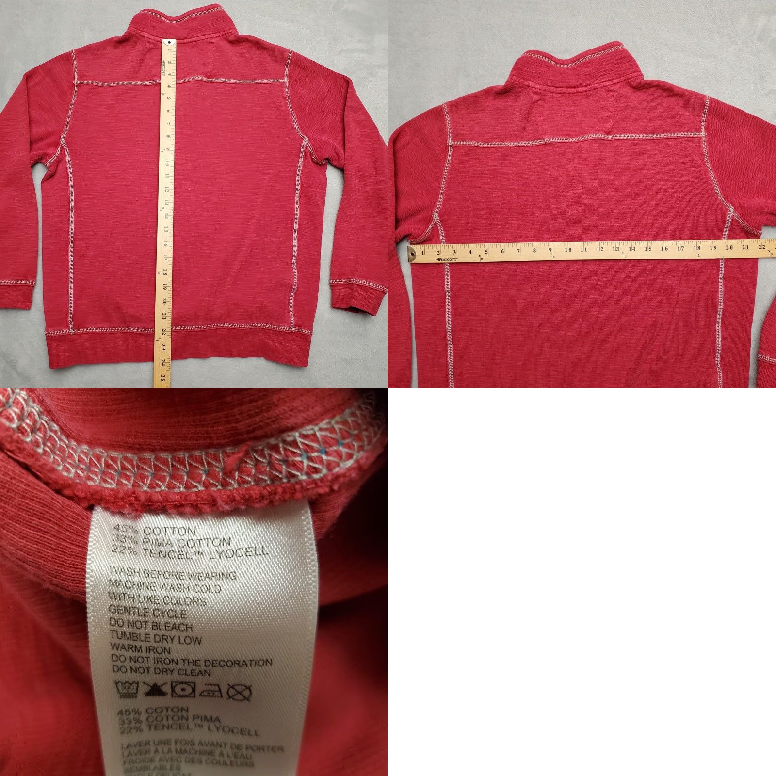 Tommy Bahama Tommy Bahama Sweater Men M Red Pima Cotton Tencel Blend Long Sleeve 1/4 Zip Embroidered Logo Knit Solid Casual Golf Walking Mens Size US M / EU 48-50 / 2 - 8 Thumbnail