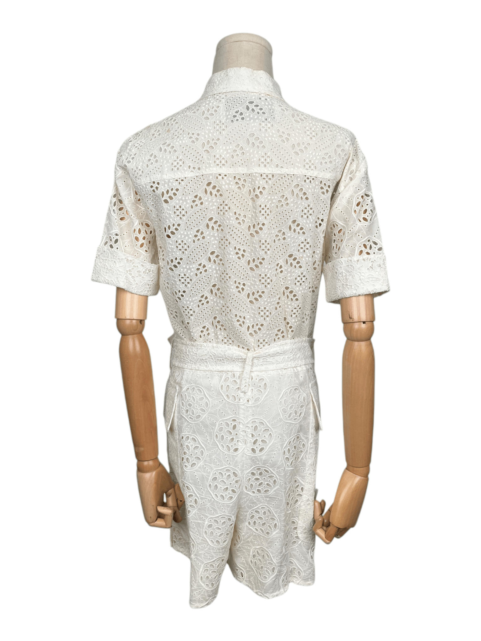 Valentino Valentino White Cotton Embroidered Lace Eyelet Jumpsuit Size XS / US 0-2 / IT 36-38 - 2 Thumbnail