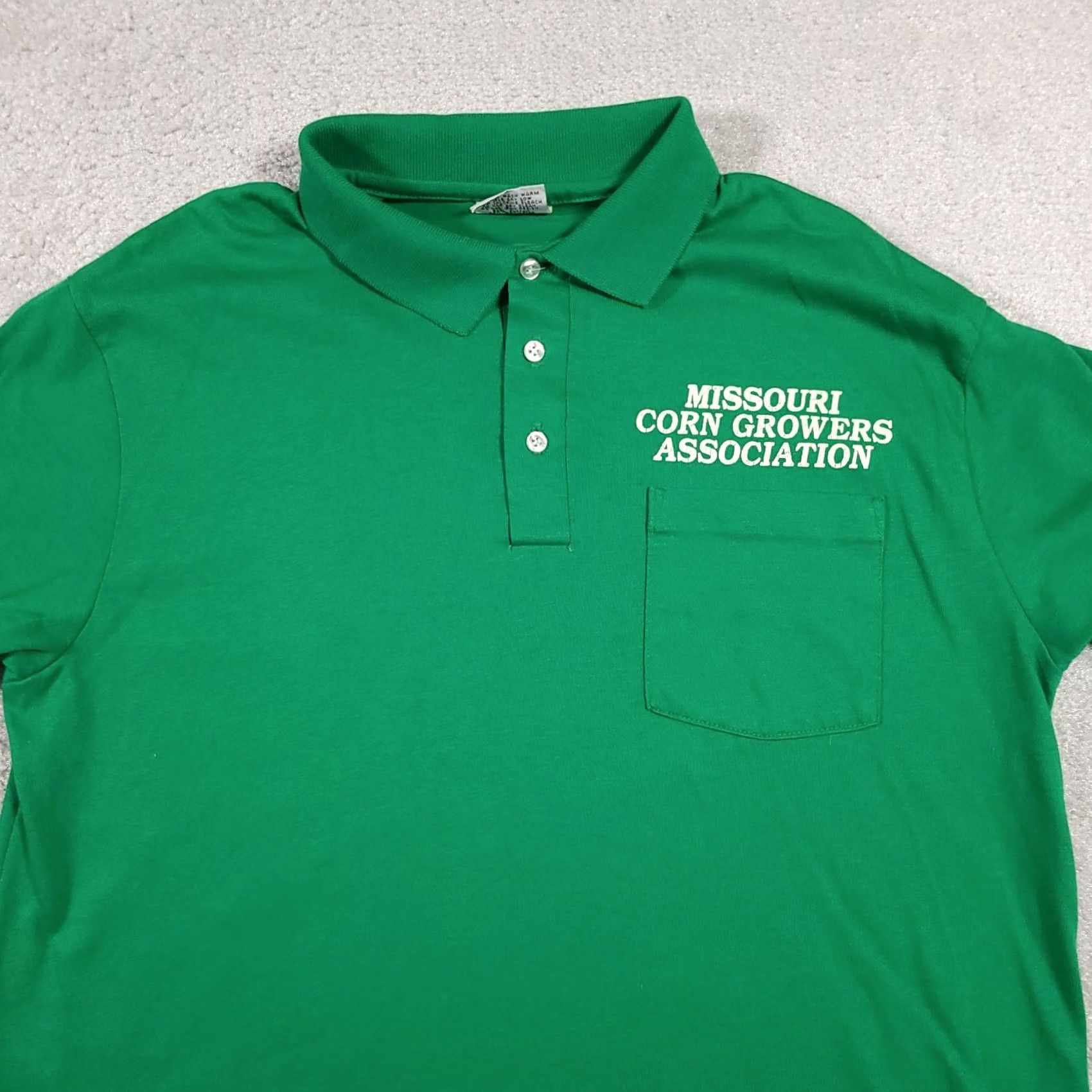 Vintage VINTAGE Polo Shirt Mens L Green Missouri Corn Growers Century Place Polo Shirt Rugby Shirt 1980s Short Sleeve Cotton Size US L / EU 52-54 / 3 - 3 Thumbnail