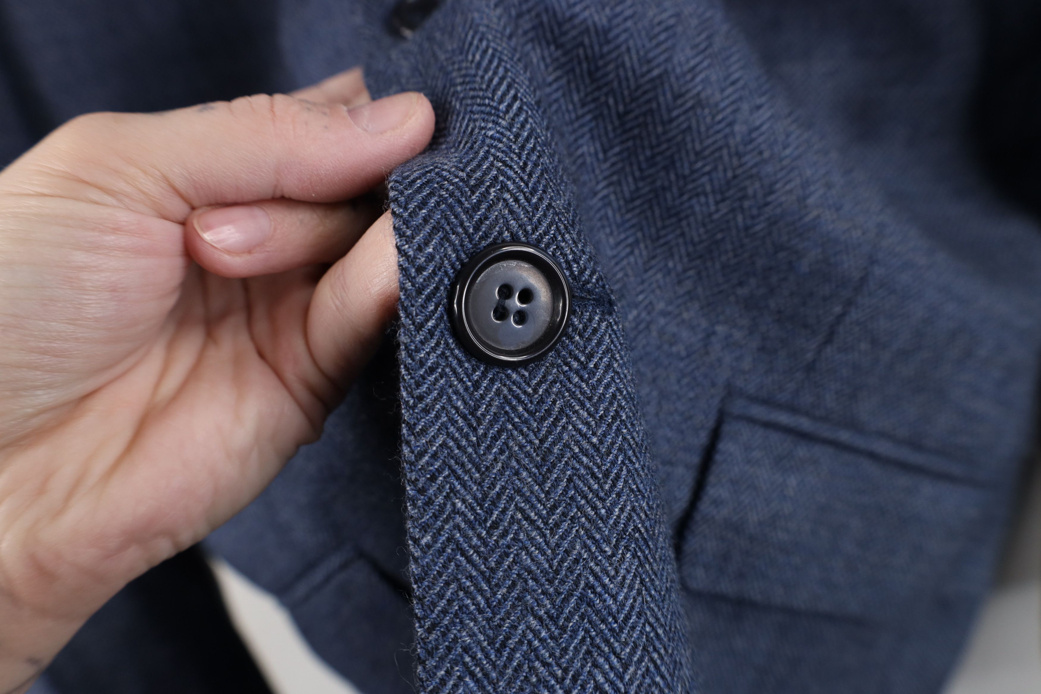 Vintage Vintage 90s Y2K Herringbone Suit Coat Blazer Jacket Blue Size US XXL / EU 58 / 5 - 5 Thumbnail
