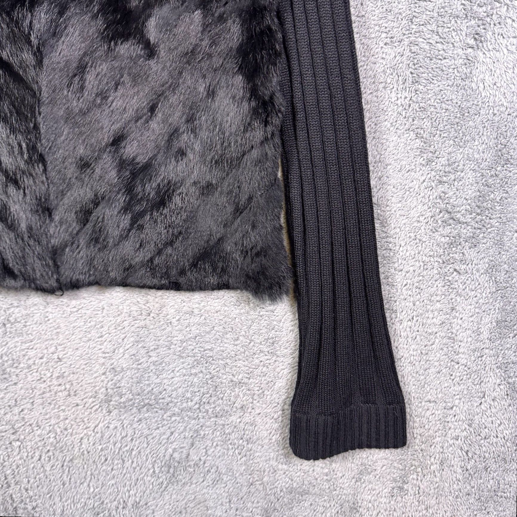 Vintage Seeu Jacket Womens S/M Full Zip Wool Knit 100% Rabbit Fur Black Solid Long Sleeve Mid-Length Coat Designer Wool Knit Luxury Size M / US 6-8 / IT 42-44 - 3 Thumbnail