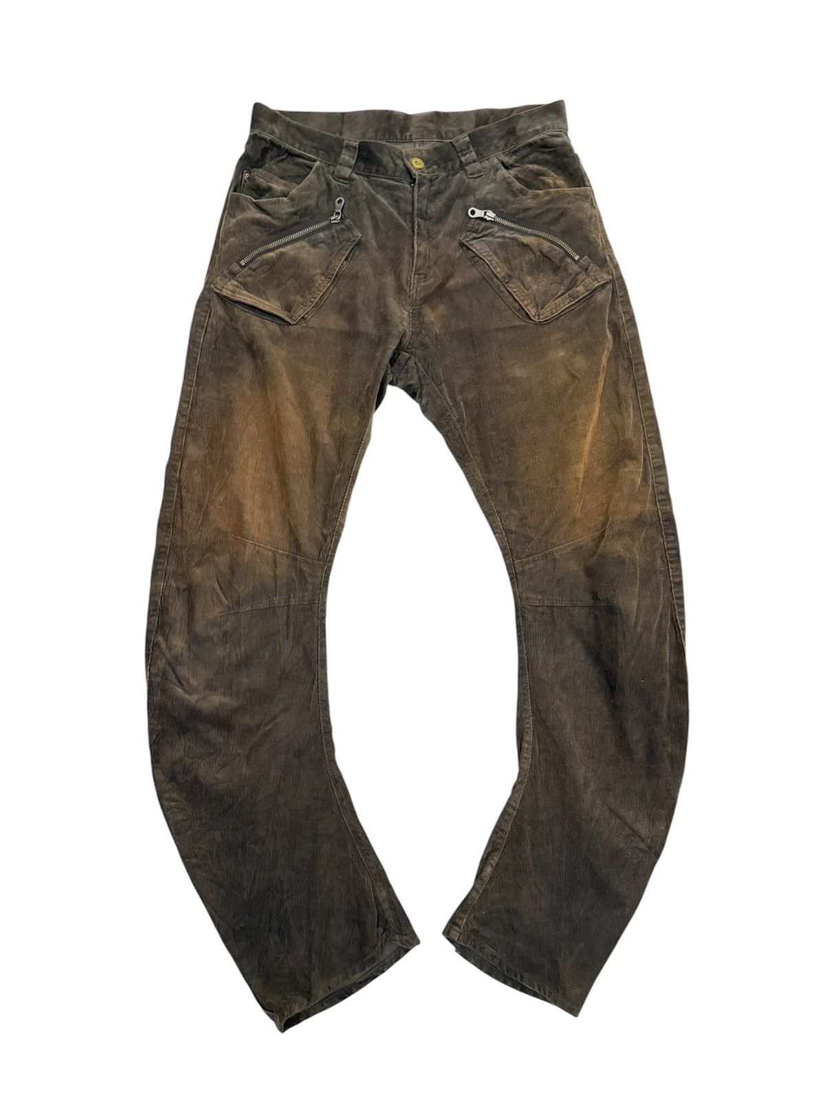 PPFM PPFM Sunfaded Punk Style Curved Leg Corduroy Pants Size US 32 / EU 48 - 1 Thumbnail