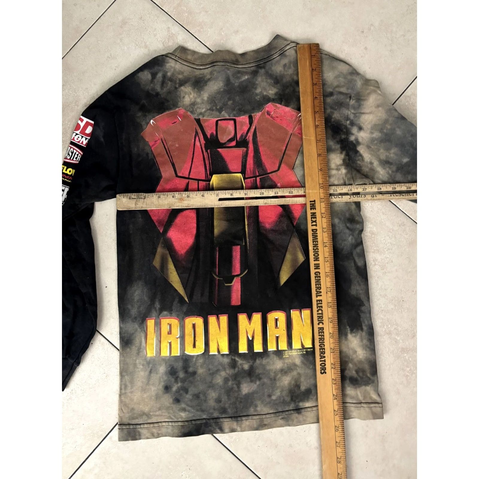 Vintage IRON MAN Monster Jam Shirt Mens Large Black Bleach Tie Dye Long Sleeve Marvel Size US L / EU 52-54 / 3 - 6 Thumbnail