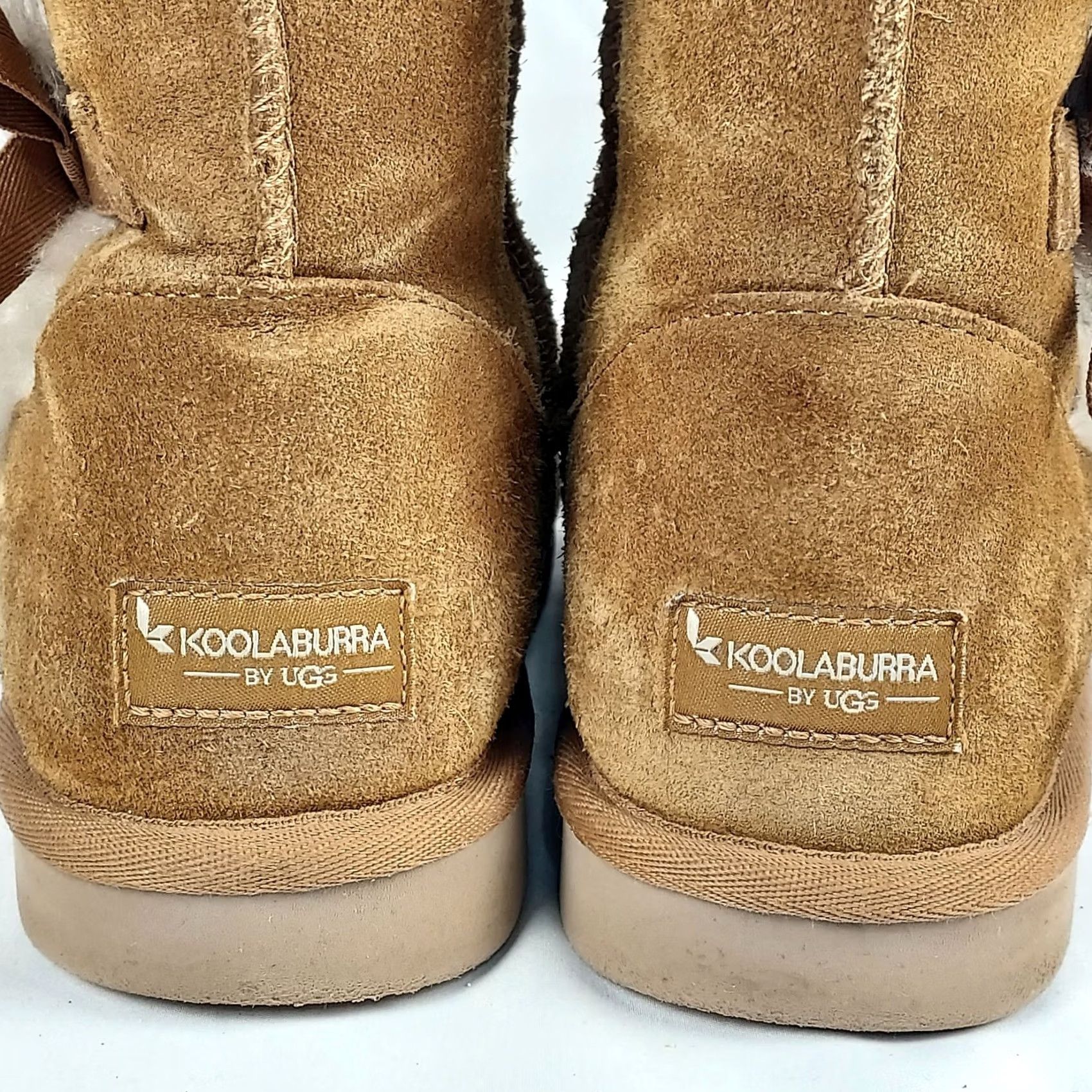Vintage Koolaburra by UGG Women’s Boots Chestnut Suede Faux Fur Bow Winter Boots 8 Brown Suede Mid-Calf Snow Boot Womens Size US 8 / IT 38 - 4 Thumbnail