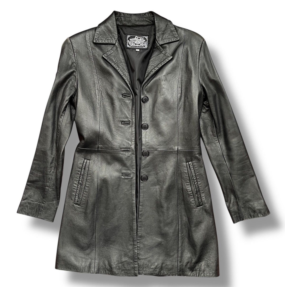 Leather × Vera Pelle Vintage Vera Pelle Long Coat Designer Leather Jacket Italy Size US S / EU 44-46 / 1 - 3 Thumbnail