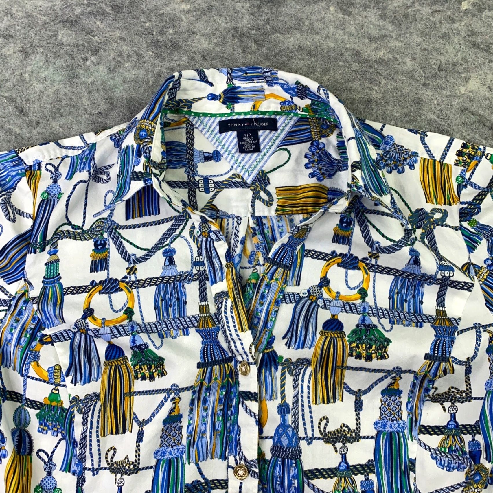Tommy Hilfiger Tommy Hilfiger Womens Shirt Small Blue Button Up French Mediterranean Fitted Size S / US 4 / IT 40 - 2 Thumbnail