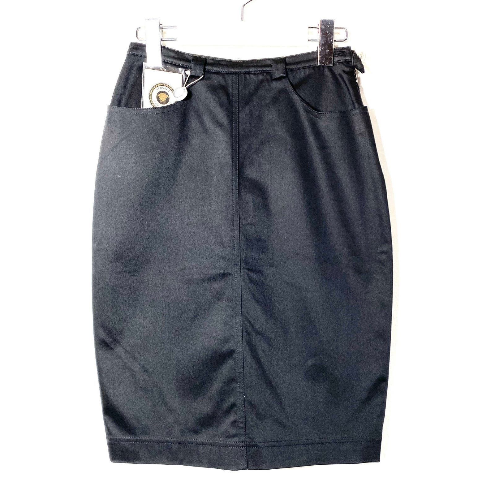 image of Versace Jeans Couture 90's NWT Black Cotton/ Elasthane Skirt, Women's (Size 4xl)