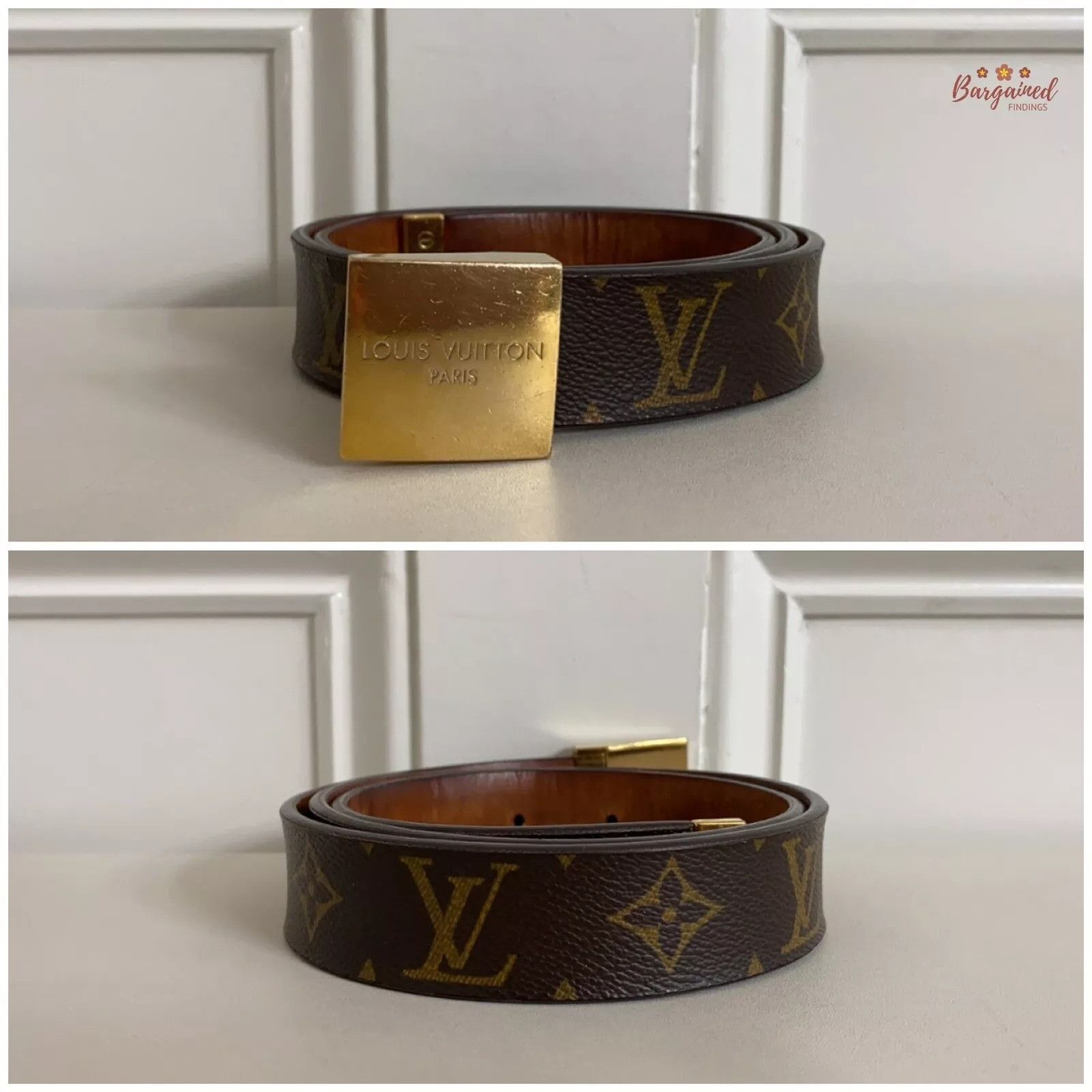 Louis Vuitton Louis Vuitton Brown Coated Canvas Ceinture Carre Buckle Belt Grailed