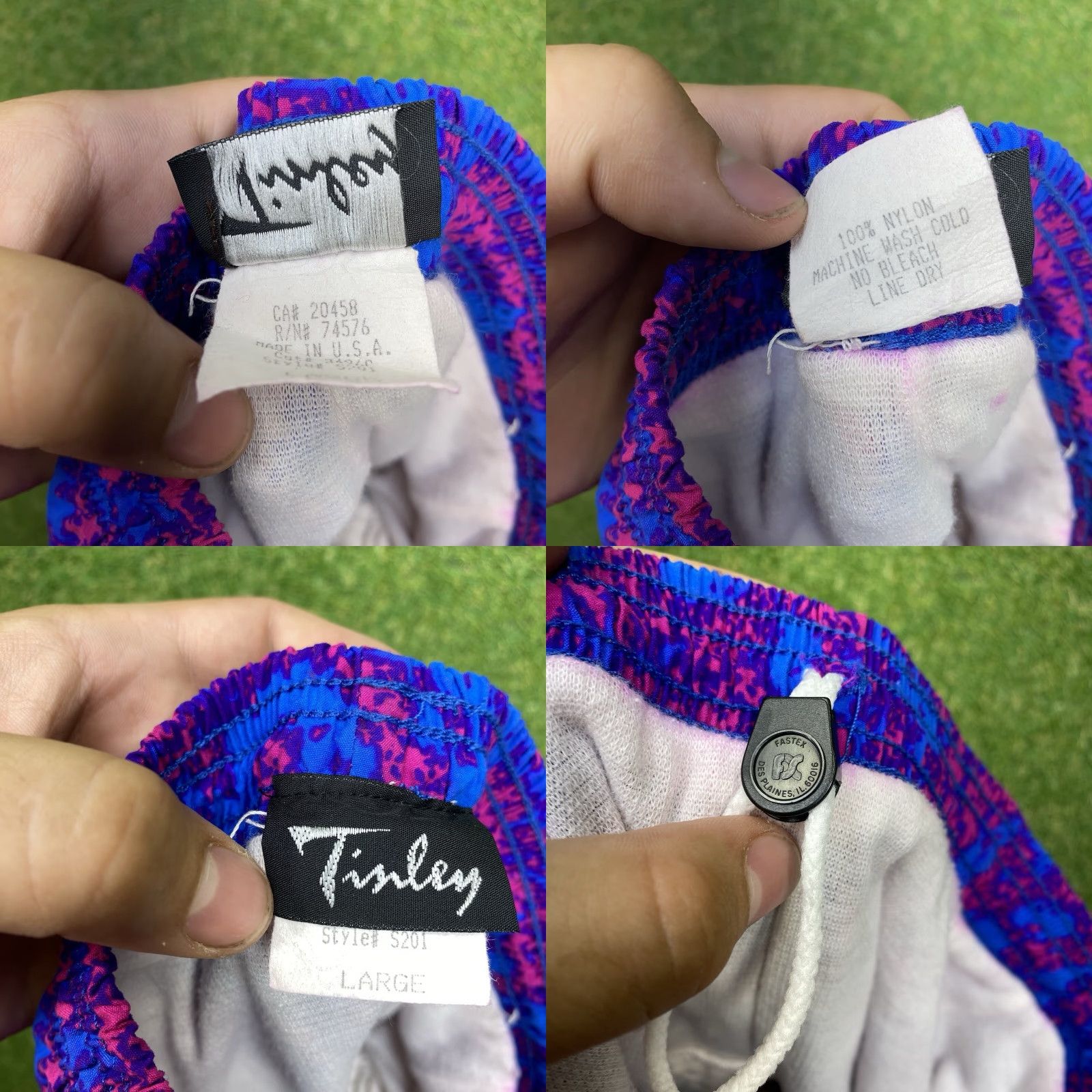 Vintage Tinley Navy Blue Trunks Mens Large Geometric Nylon 80s 90s Y2K Swim Shorts Athletic Size US 33 - 8 Thumbnail