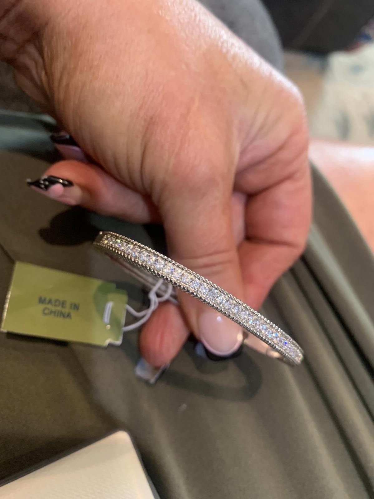 Designer Elegant CZ Diamond Bangle Bracelet - Silver Tone Size ONE SIZE - 6 Thumbnail