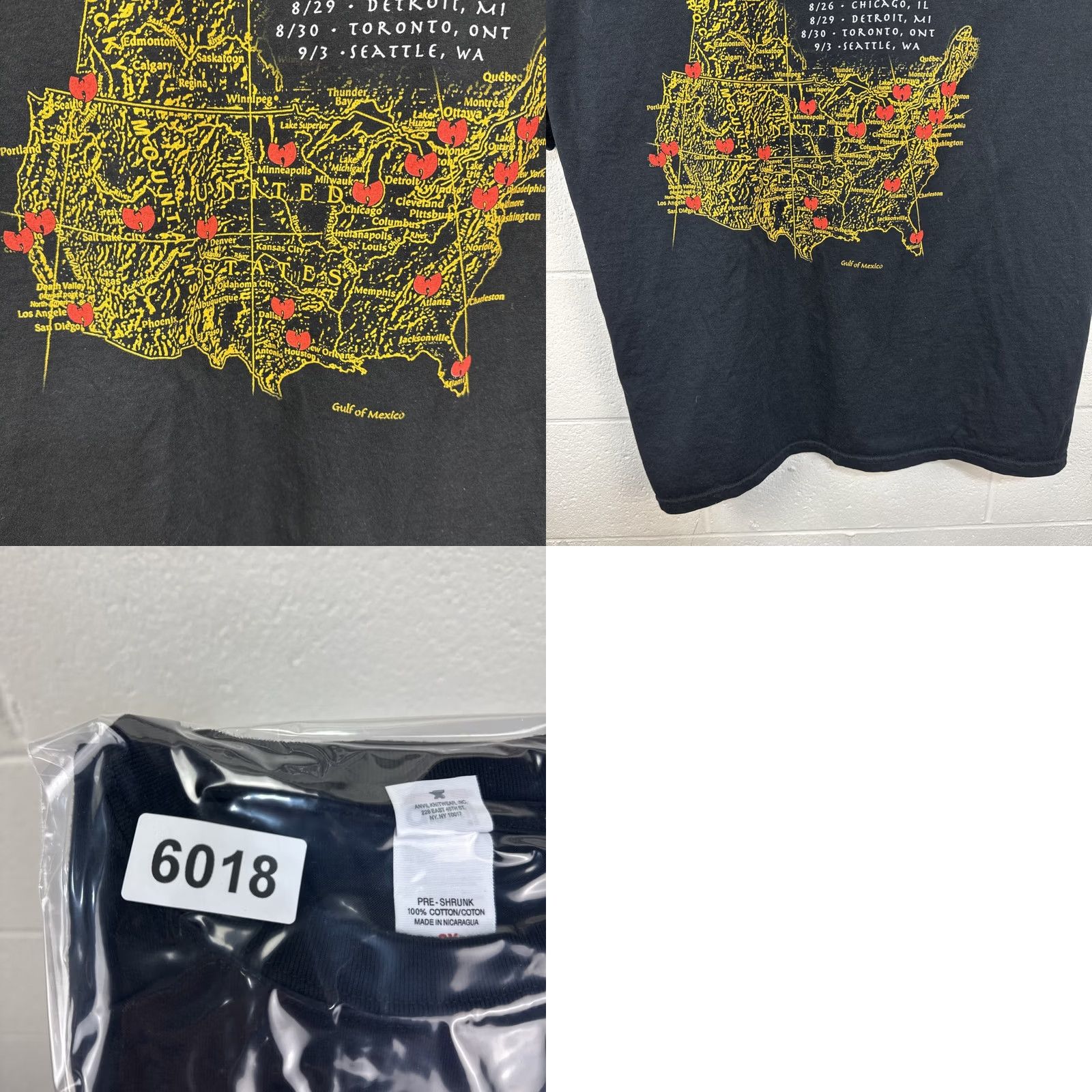 Anvil VINTAGE Wu Tang Clan T Shirt 3XL Rap Tee Method Tour Rage against the Machine Shirt Mens Black Cotton Crew Neck Short Sleeve Graphic Print 2000s Size US XXL / EU 58 / 5 - 10 Thumbnail