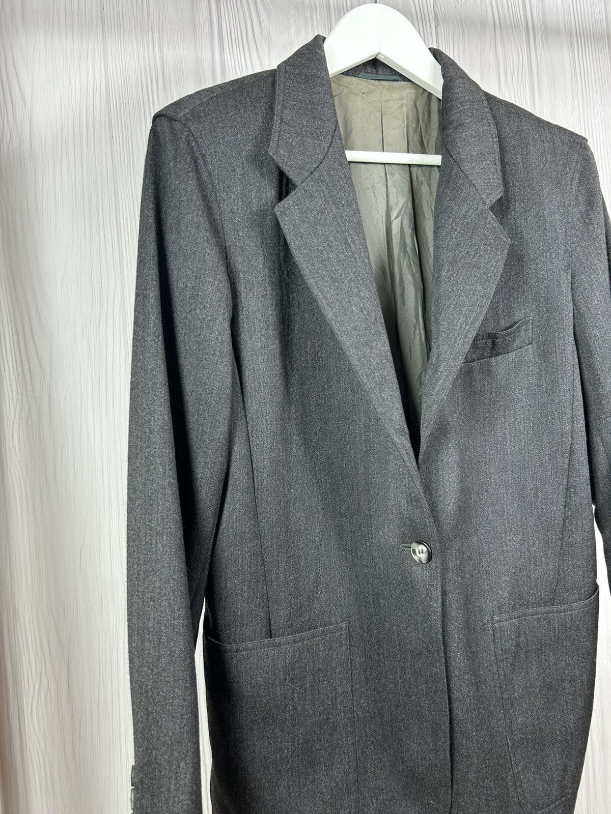Max Mara Vintage MaxMara Grey Virgin Wool Blazer Jacket Made in Italy Size L / US 10 / IT 46 - 2 Thumbnail