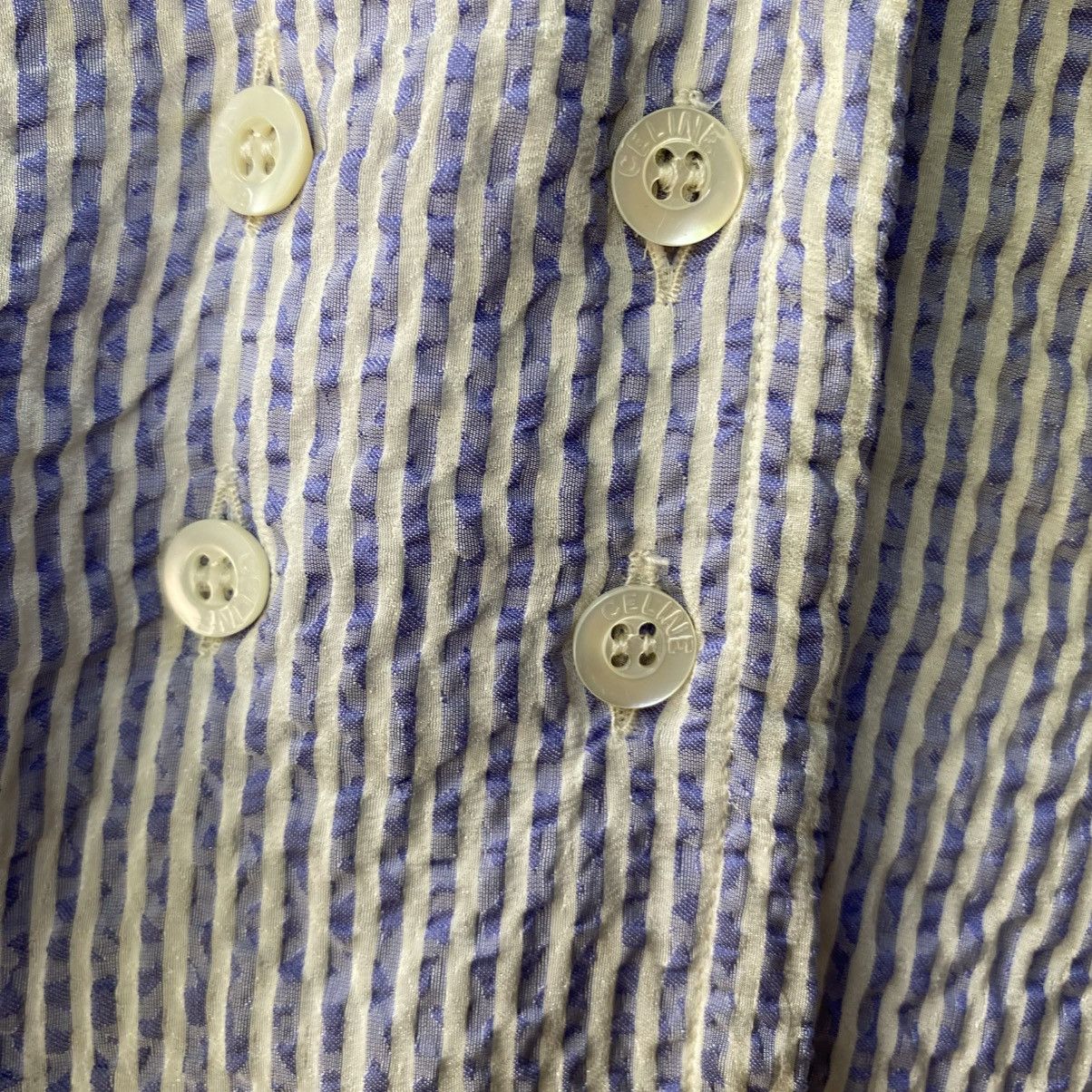 Celine CELINE Blue & White Striped Textured Blazer Shirt Size M / US 6-8 / IT 42-44 - 22 Thumbnail