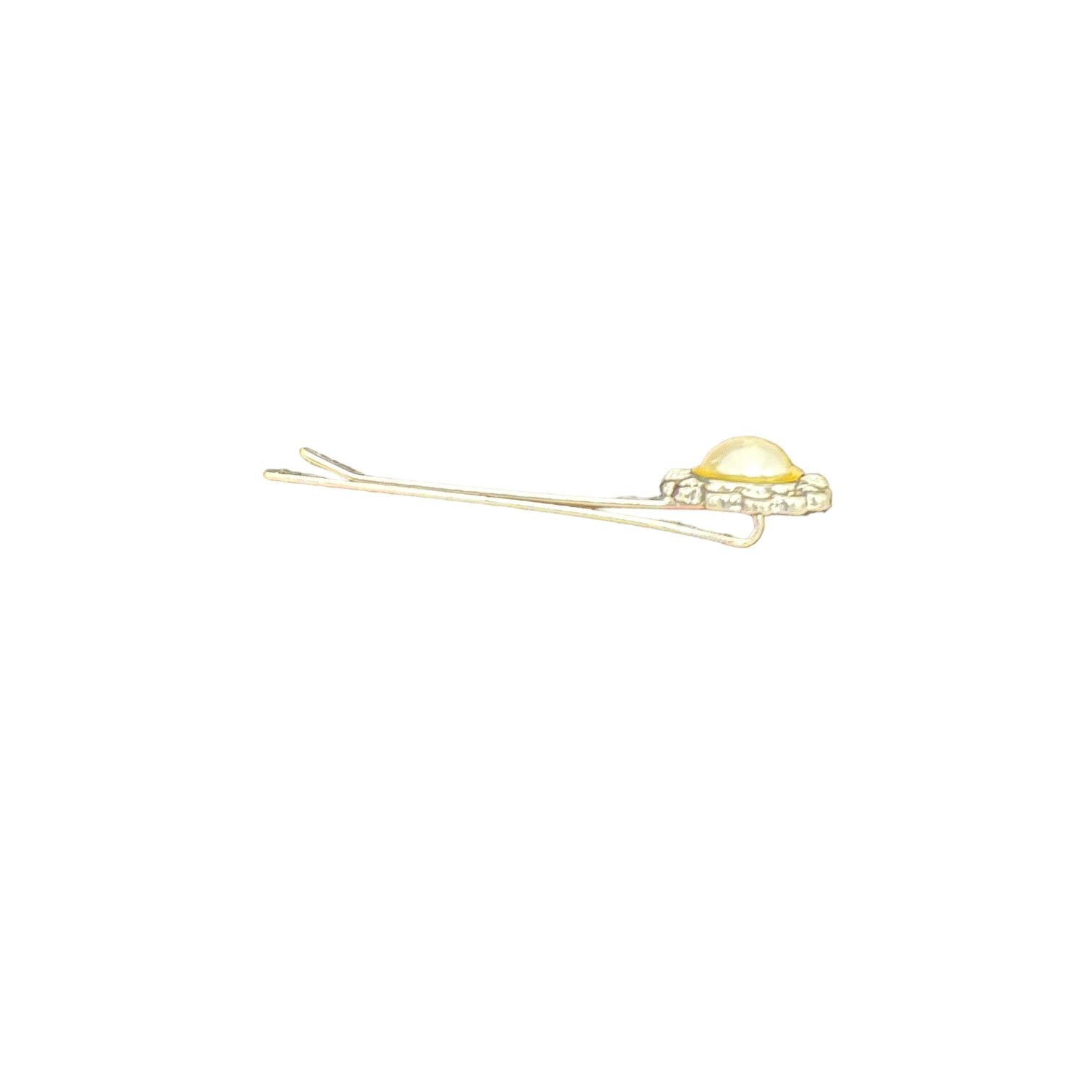 Other Hair Pin Large Faux Pearl with Clear Stones Floral Shape Size ONE SIZE - 2 Thumbnail
