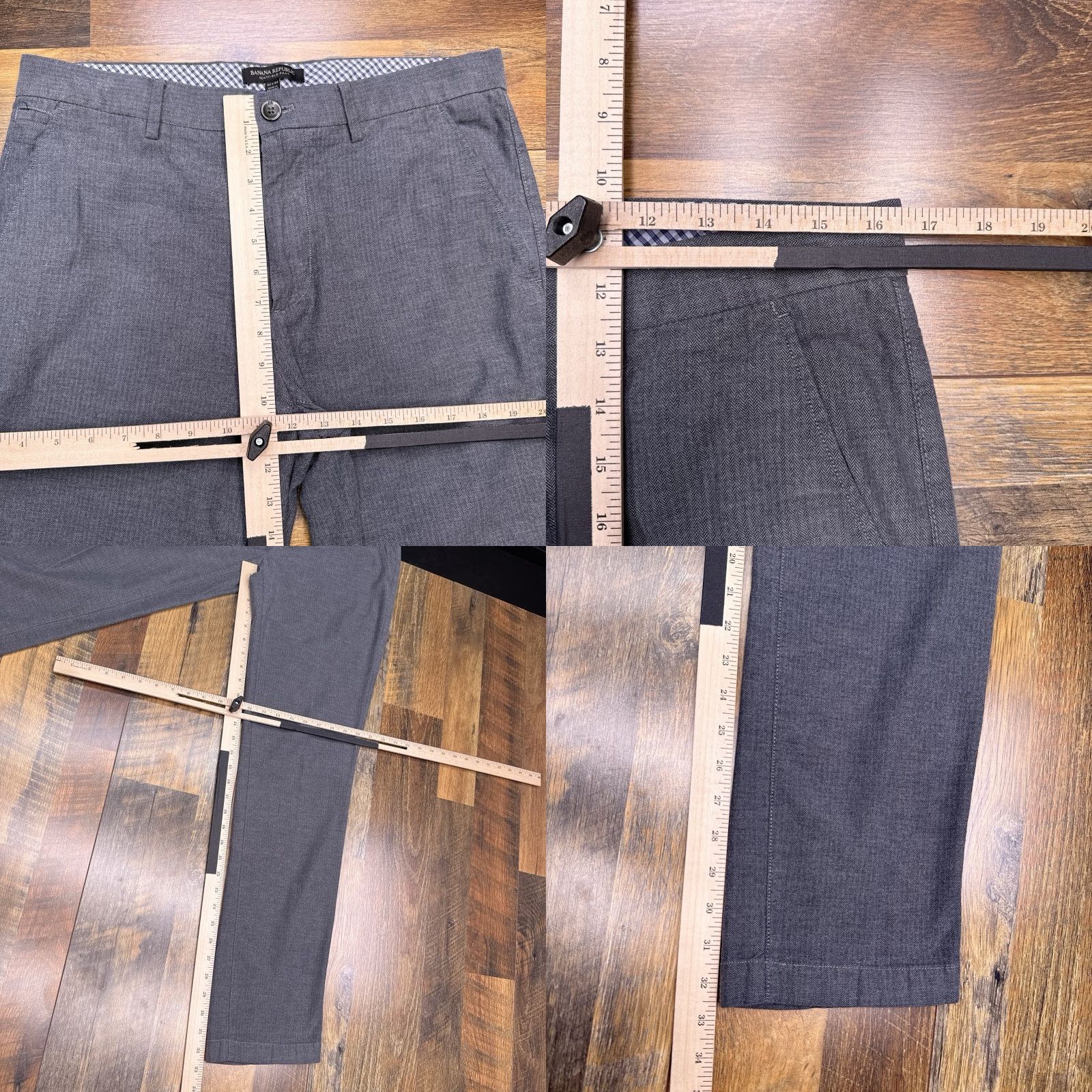 Banana Republic Banana Republic Pants Mens 32x34 Gray Herringbone Flat Front Mid Rise Size US 32 / EU 48 - 8 Thumbnail