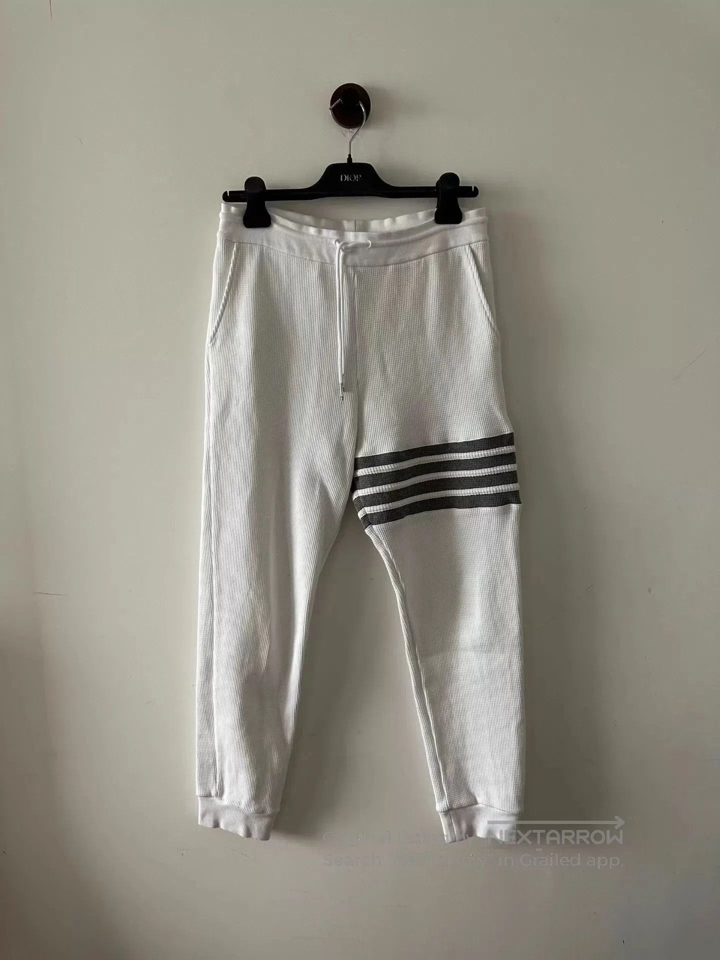 Thom Browne White Striped Sweatpants with Drawstring. Size US 32 / EU 48 - 1 Thumbnail