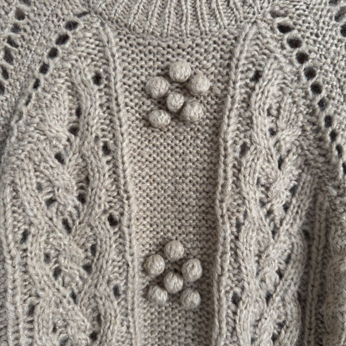 J.Crew J. CREW Brown Cable Knit Pointelle Popcorn Flowers Sweater Size S / US 4 / IT 40 - 8 Thumbnail