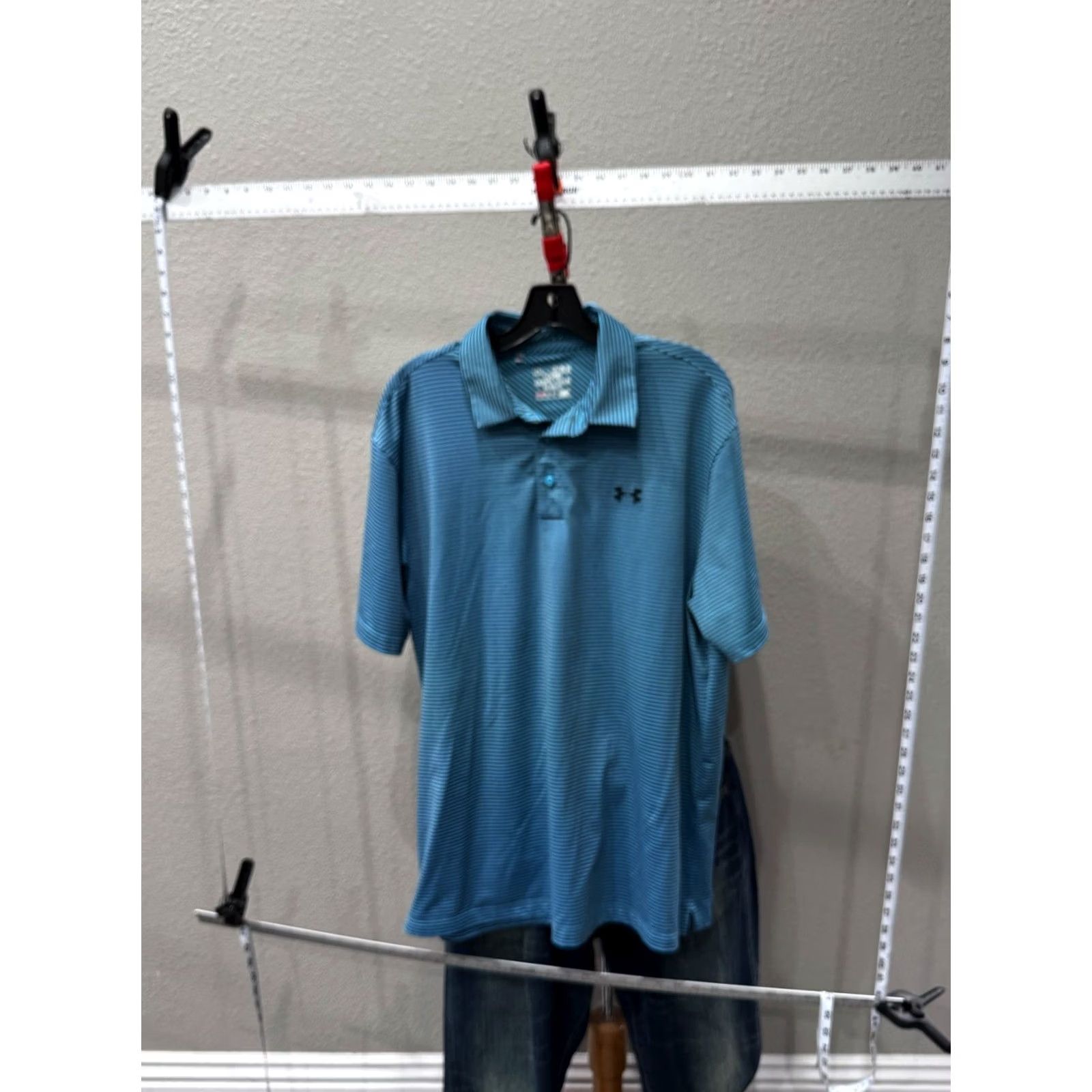 Under Armour Under Armour POLO SHIRT Seafoam Blue Gray Stripe XL EXtra Large Mens Size US XL / EU 56 / 4 - 2 Thumbnail