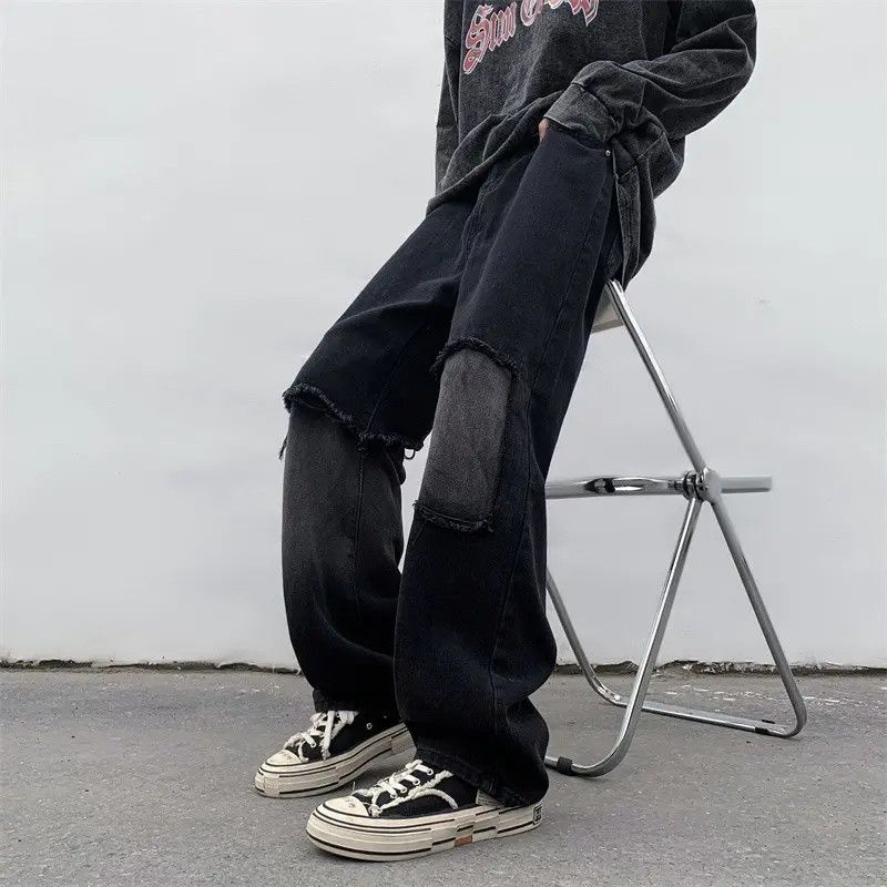 Japanese Brand Retro loose casual patchwork distressed jeans Size US 32 / EU 48 - 4 Thumbnail