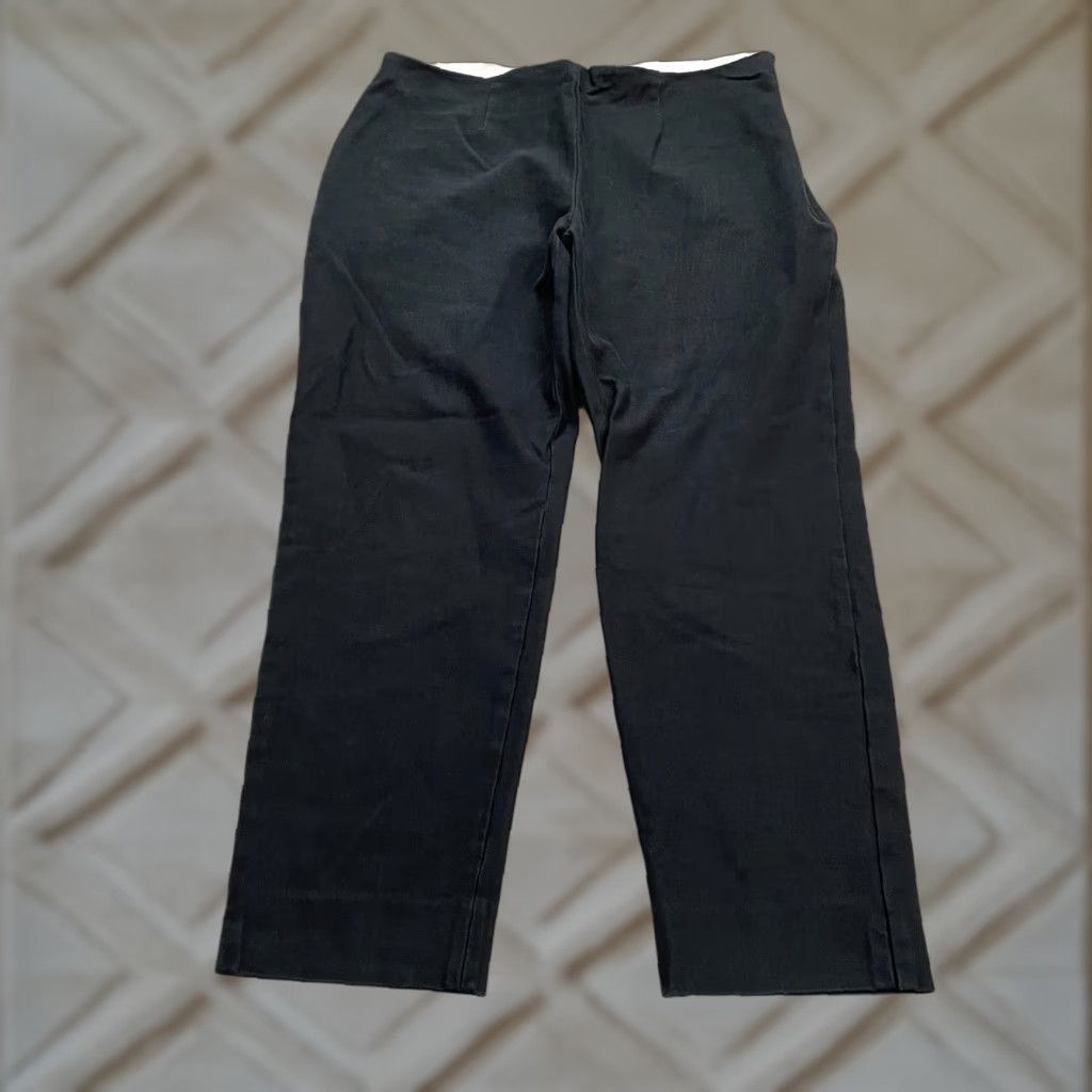Lands' End Lands' End Pants Womens 12 Black Mid Rise Slim Fit Classic Work Ankle Size 34" / US 12 / IT 48 - 1 Thumbnail