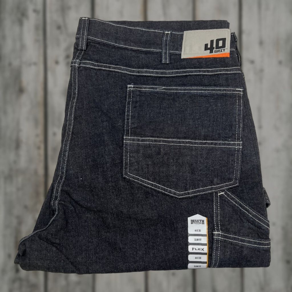 DULUTH 40 Grit Carpenter Blue Jeans Pants Men 44x30 Slim Fit Flex Blue NWT