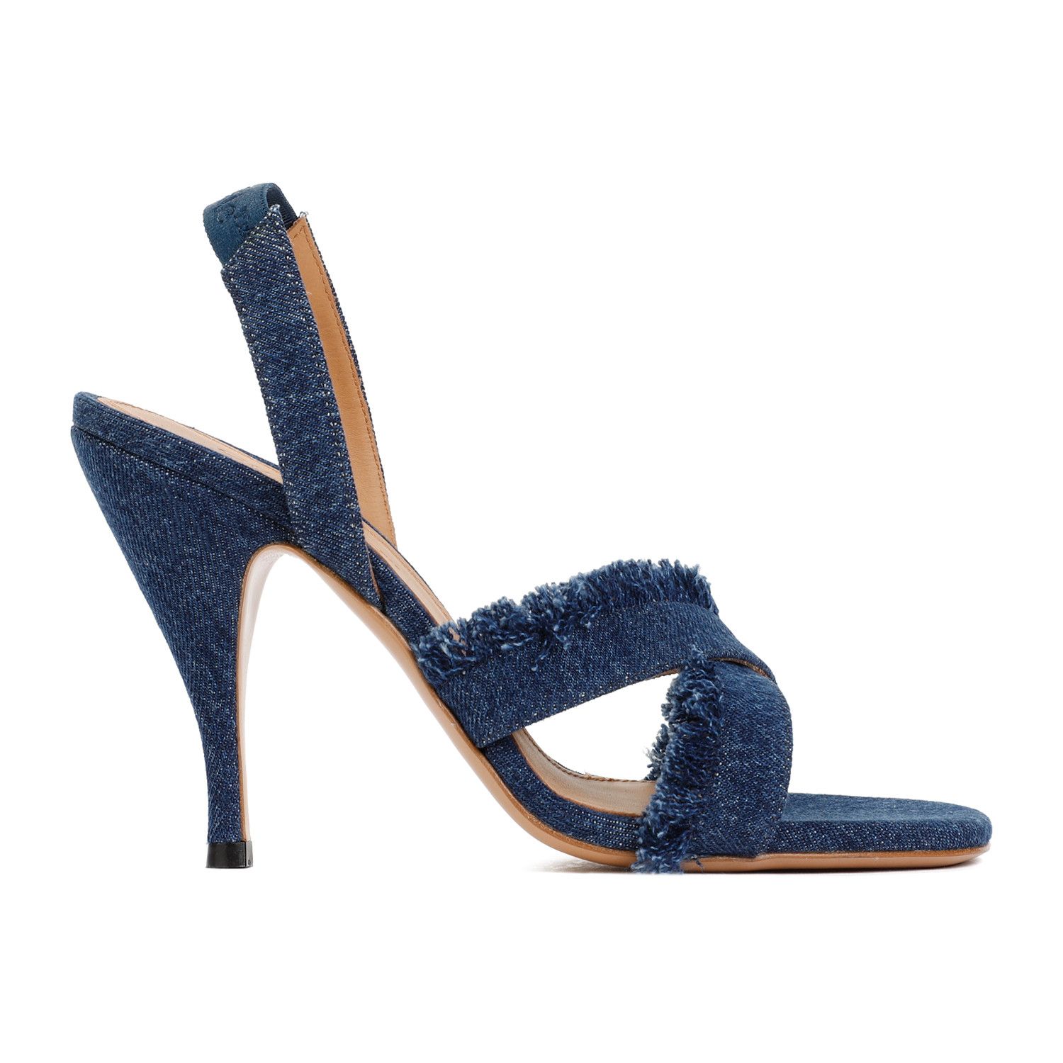 Off White Curvy Heel Denim Sandal